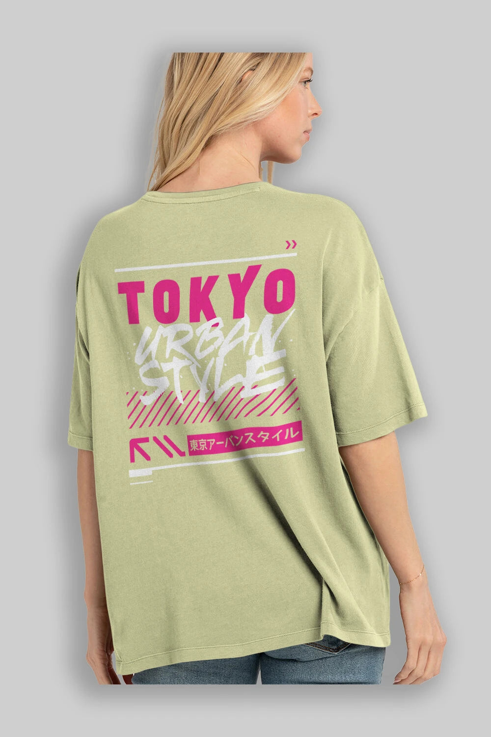 Tokyo Urban Style Arka Baskılı Oversize t-shirt Erkek Kadın Unisex