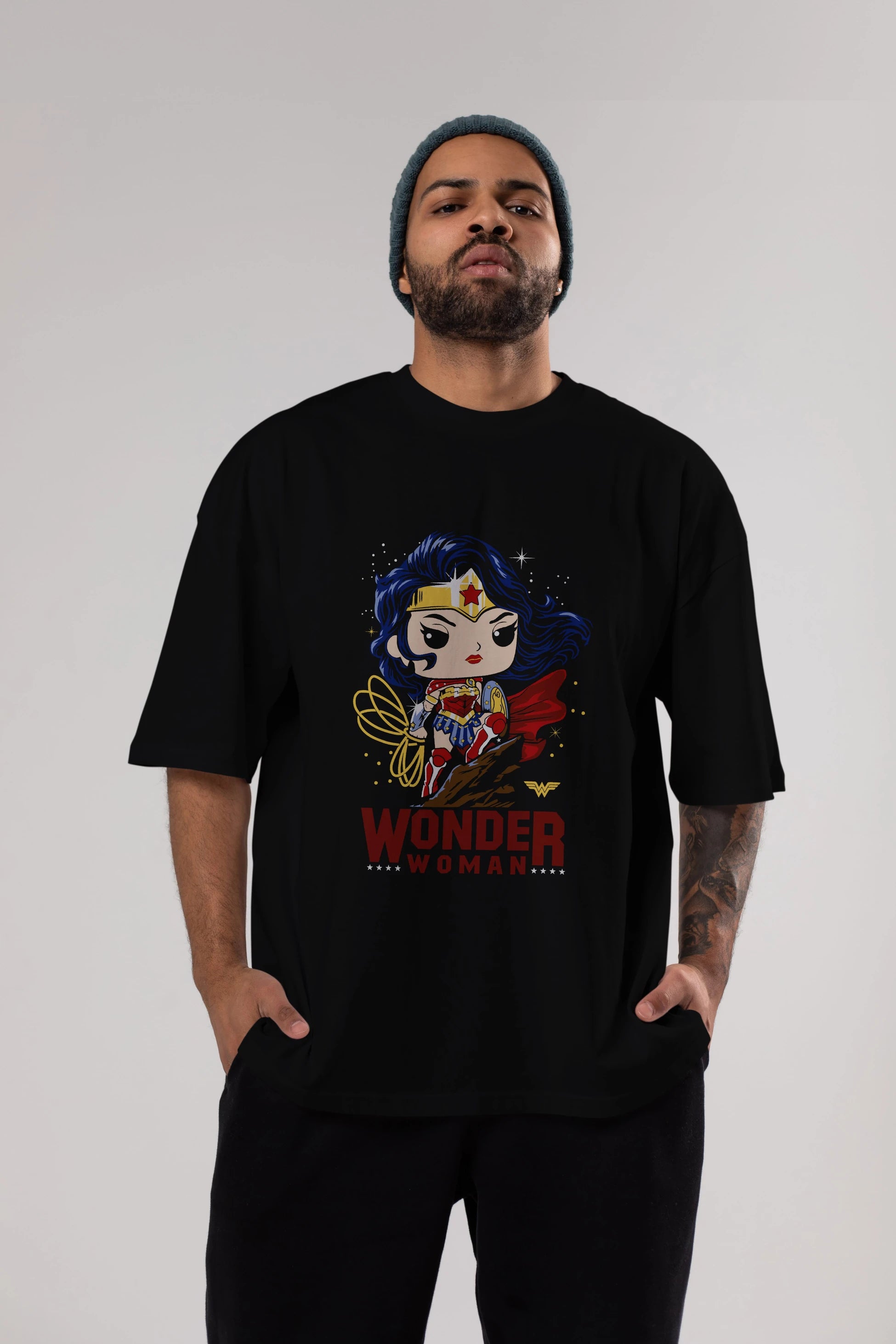 Wonder Woman (2) Ön Baskılı Oversize t-shirt Erkek Kadın Unisex %100 Pamuk Bisiklet Yaka tişort