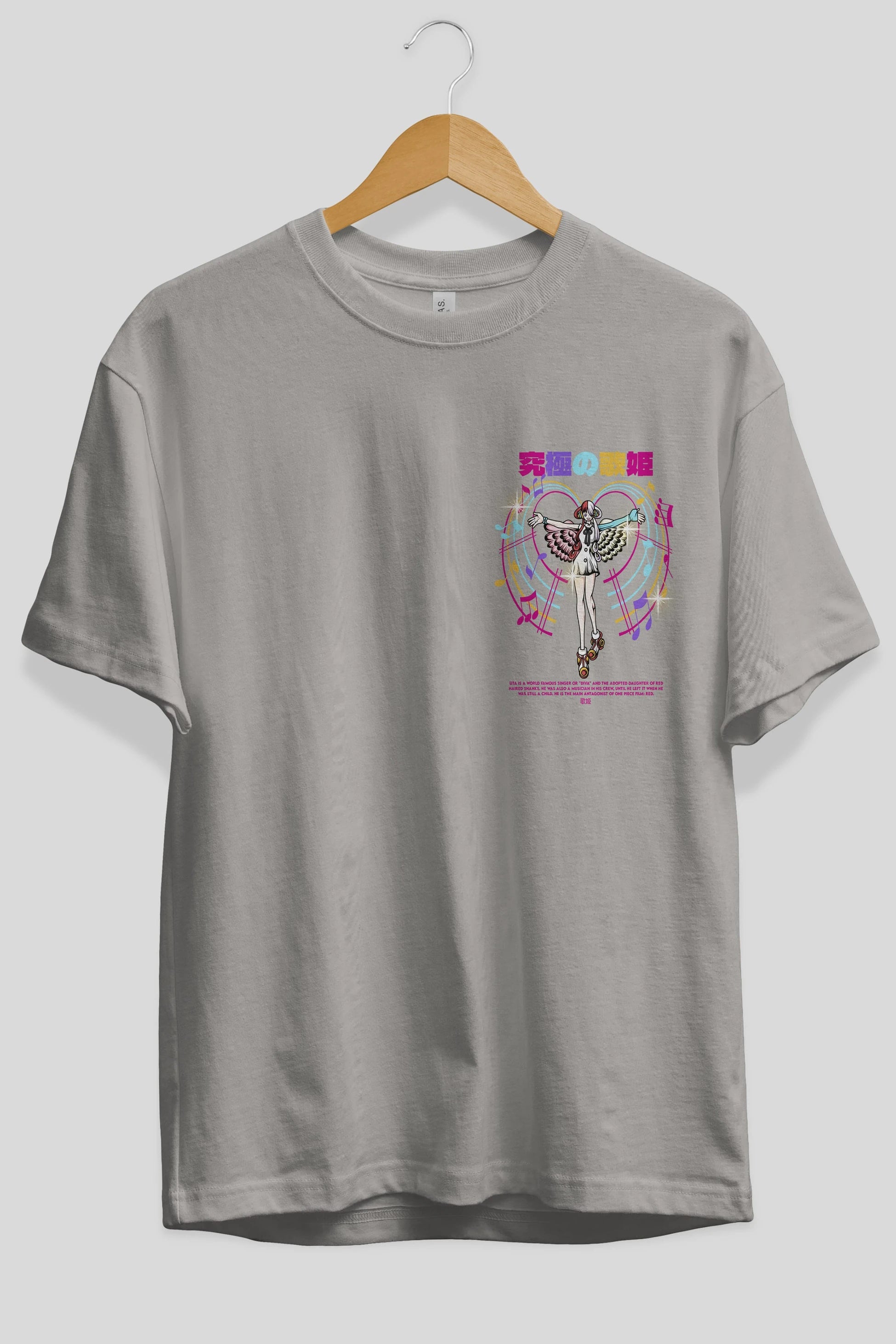 Uta Ön Sol Baskılı Oversize t-shirt Erkek Kadın Unisex %100 Pamuk Bisiklet Yaka tişort