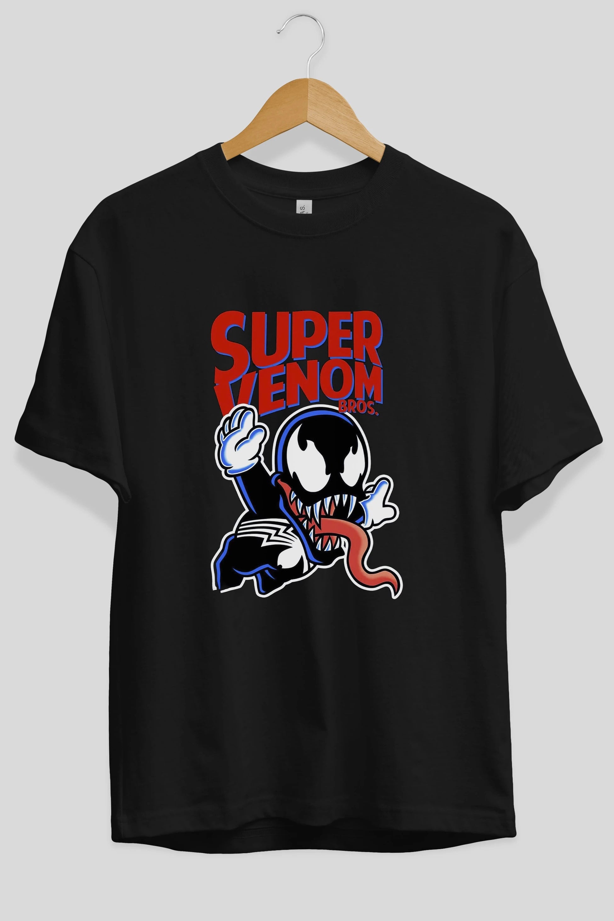Super Venom Ön Baskılı Oversize t-shirt Erkek Kadın Unisex %100 Pamuk Bisiklet Yaka tişort