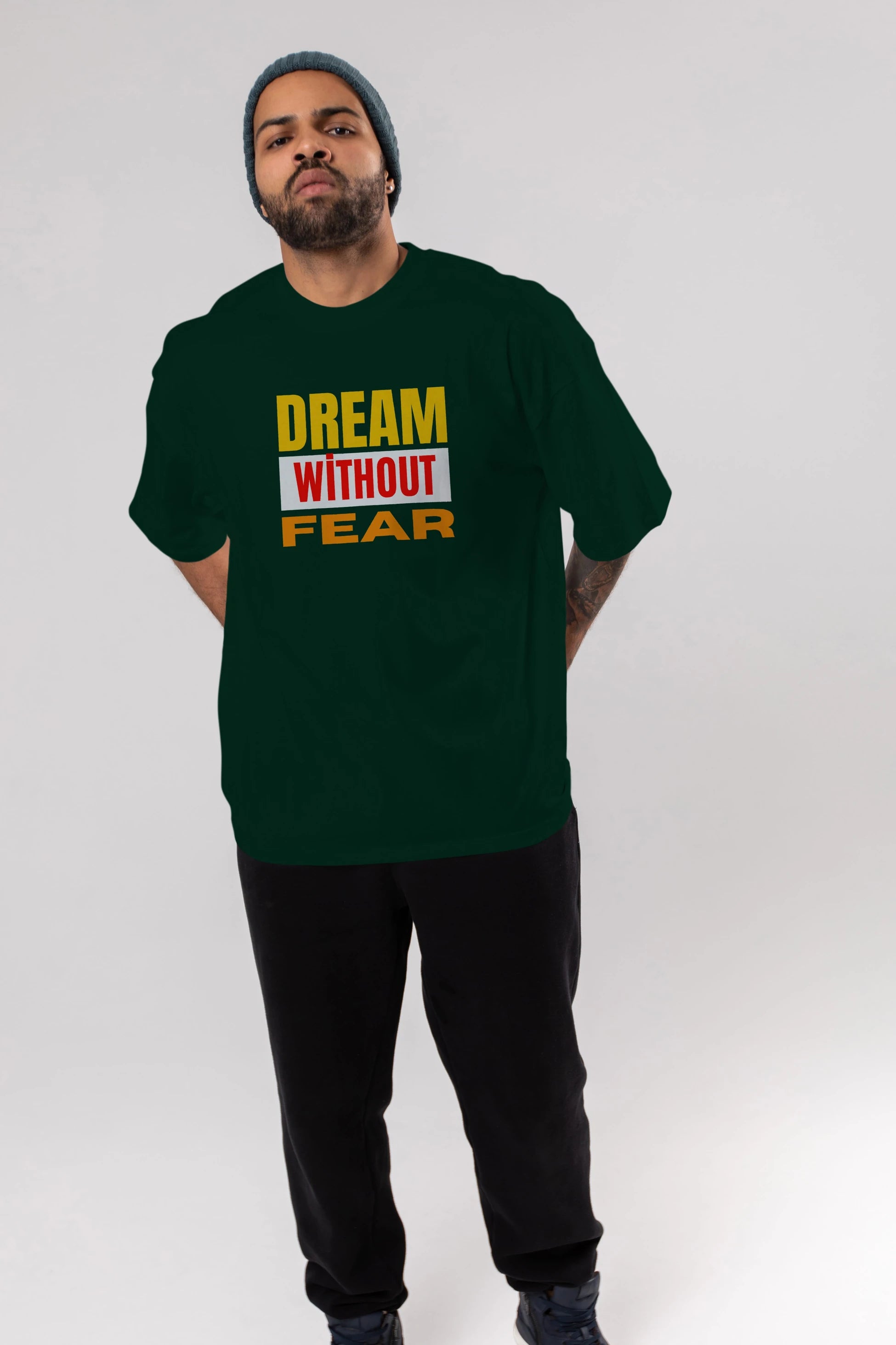 Dream Without Fear Ön Baskılı Oversize t-shirt Erkek Kadın Unisex