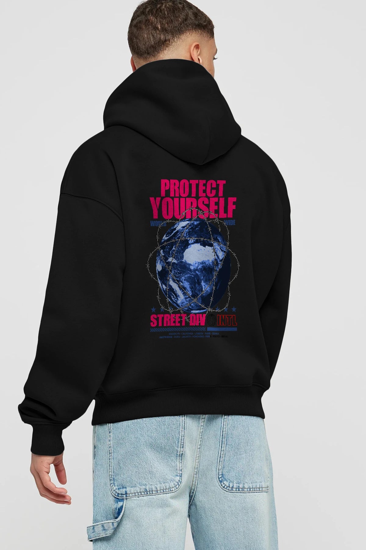 Protect Yourself Arka Baskılı Hoodie Oversize Kapüşonlu Sweatshirt Erkek Kadın Unisex