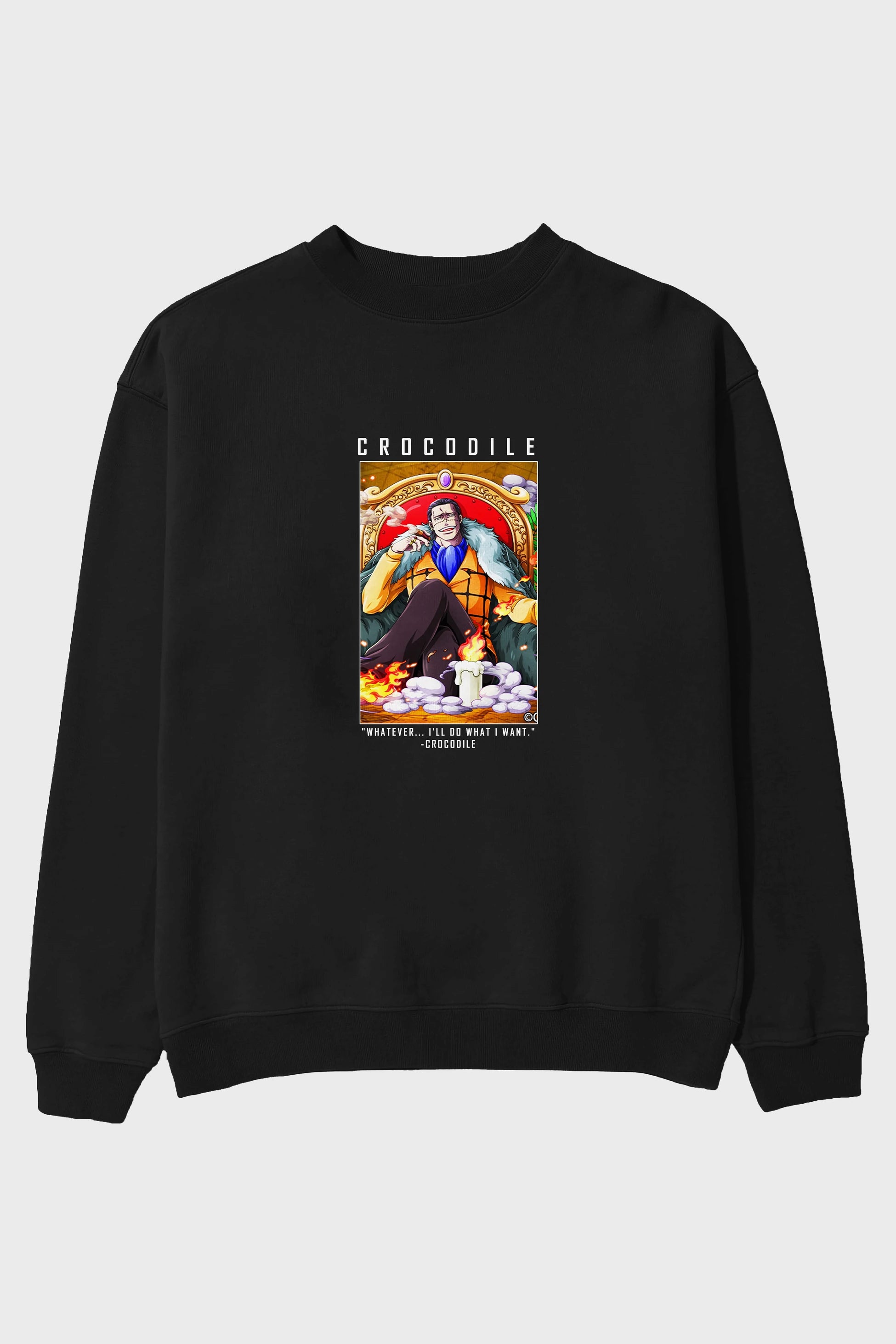 Crocodile Ön Baskılı Anime Oversize Sweatshirt Erkek Kadın Unisex