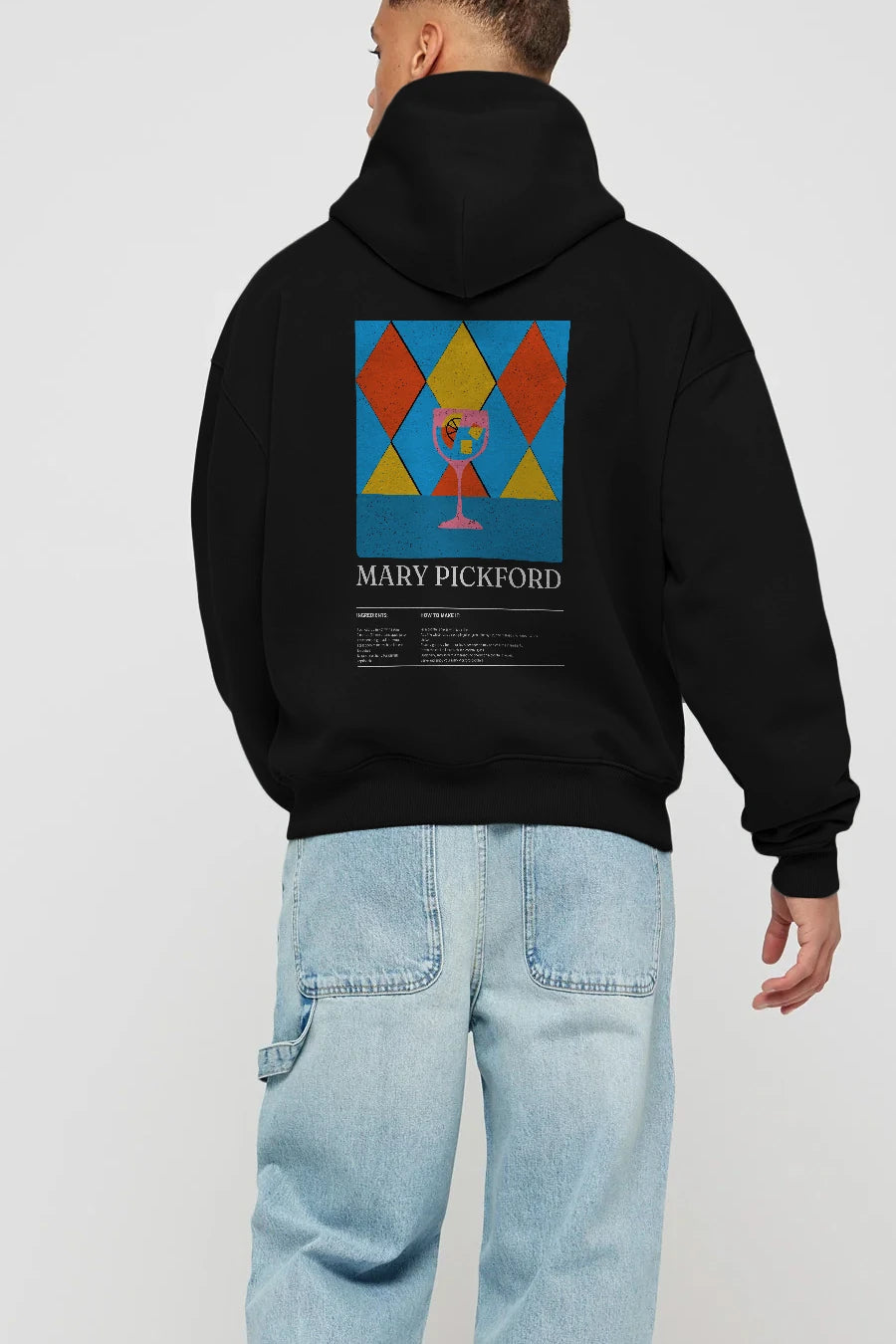 Mary Pickford Kokteyl Arka Baskılı Hoodie Oversize Kapüşonlu Sweatshirt Erkek Kadın