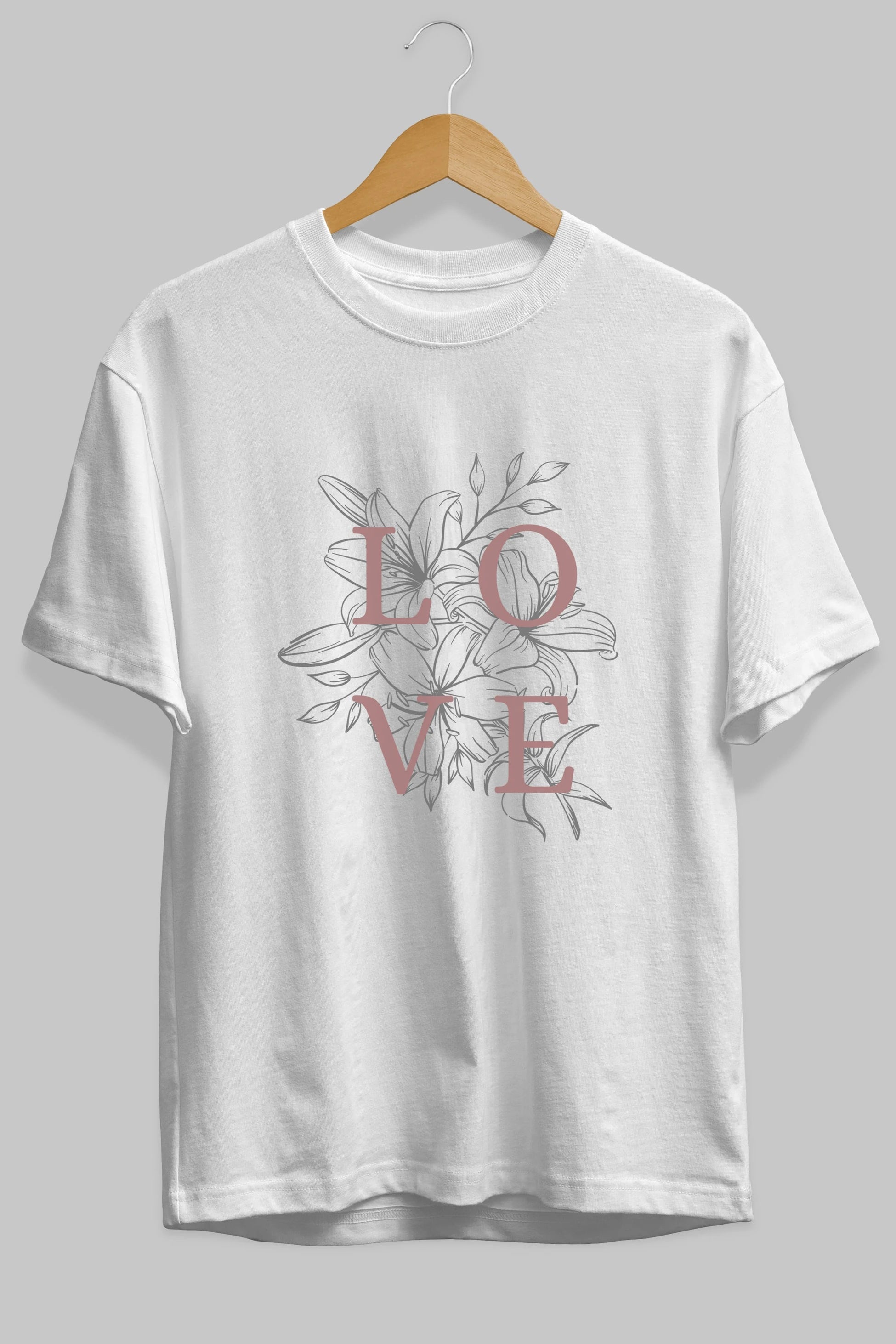 Love Yazılı Ön Baskılı Oversize t-shirt Erkek Kadın Unisex