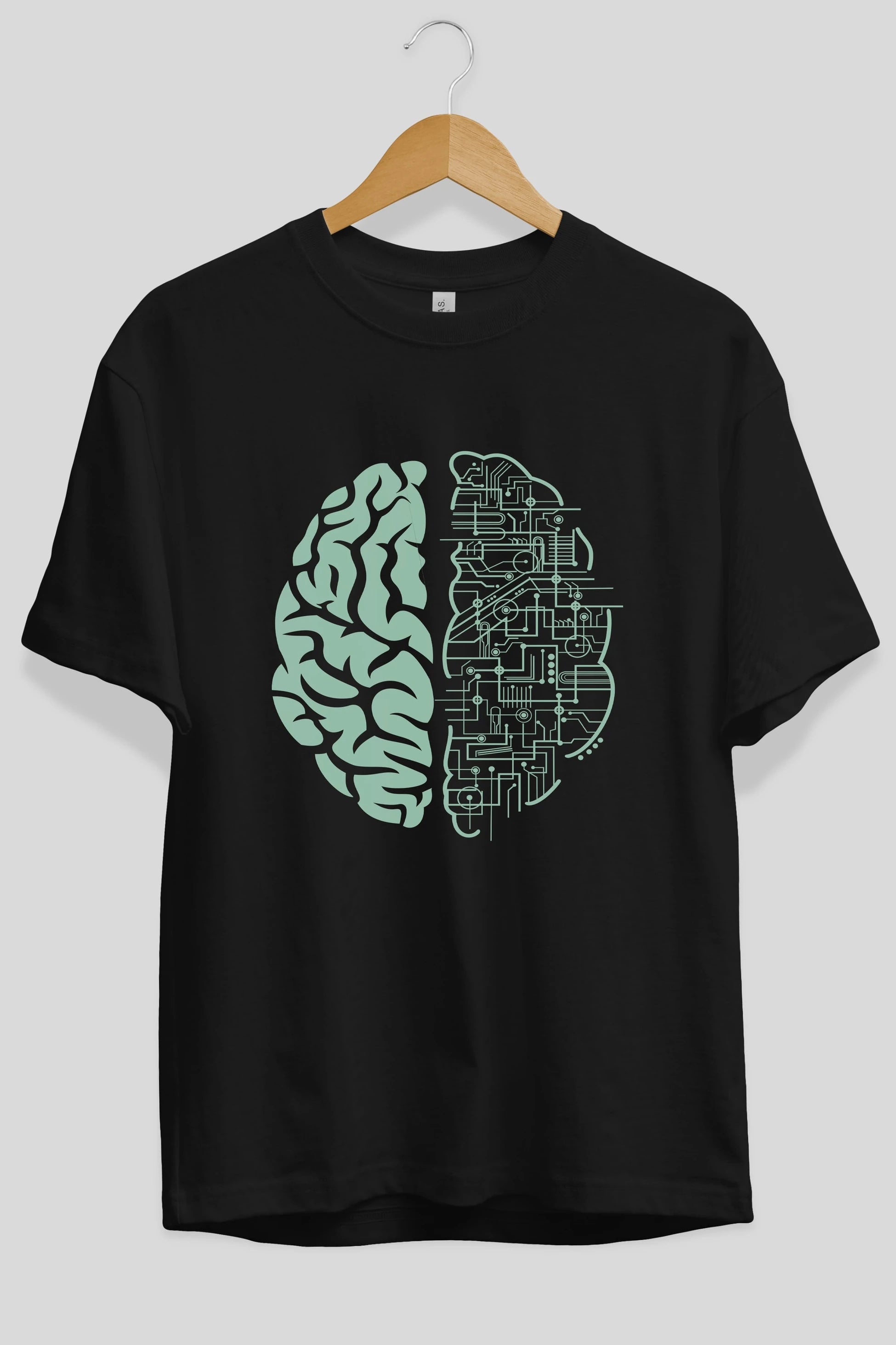Electric Brain Ön Baskılı Oversize t-shirt %100 pamuk Erkek Kadın Unisex