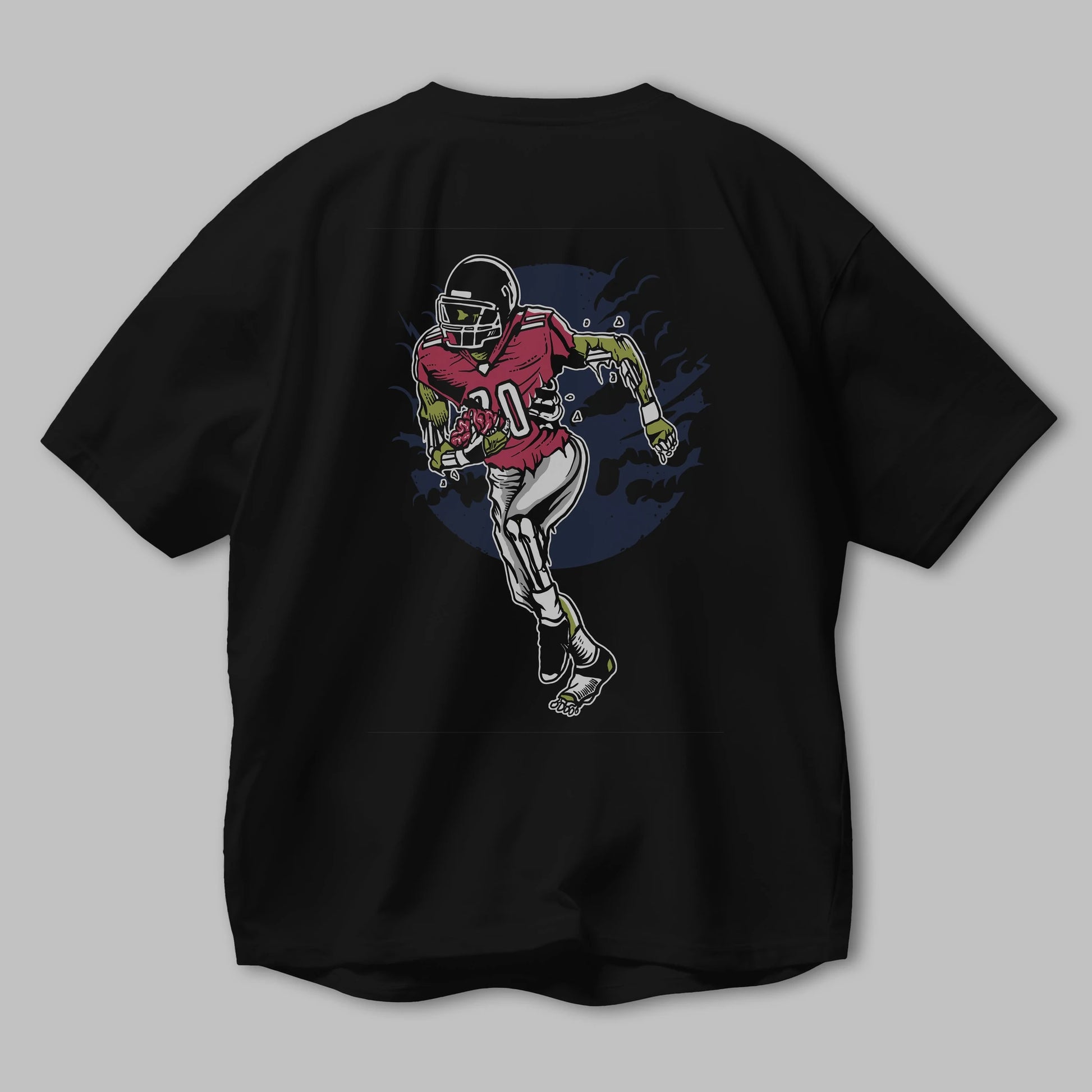 Zombie Football Arka Baskılı Oversize t-shirt Erkek Kadın Unisex %100 Pamuk