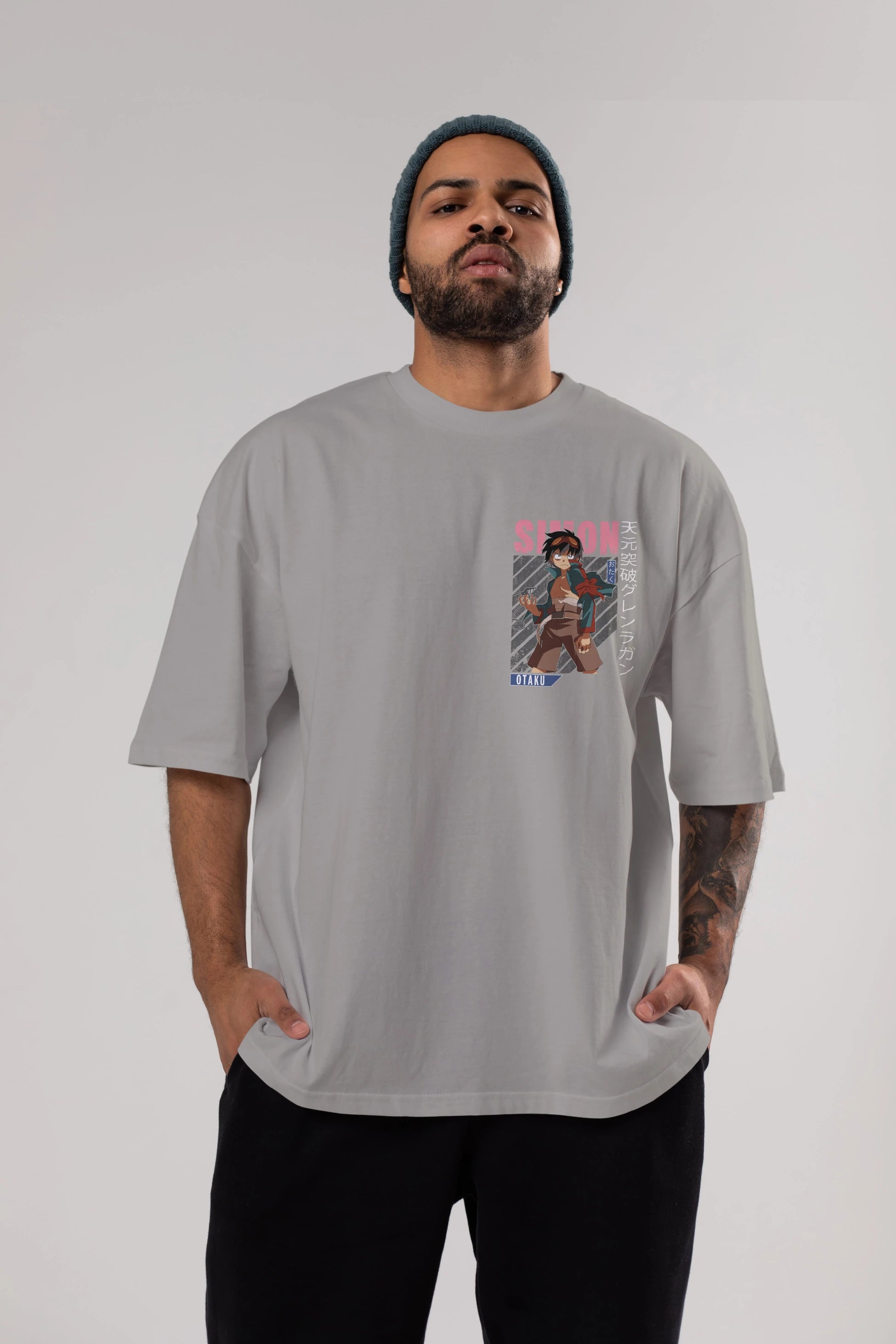Simon 5 Ön Sol Baskılı Oversize t-shirt Erkek Kadın Unisex %100 Pamuk Bisiklet Yaka tişort