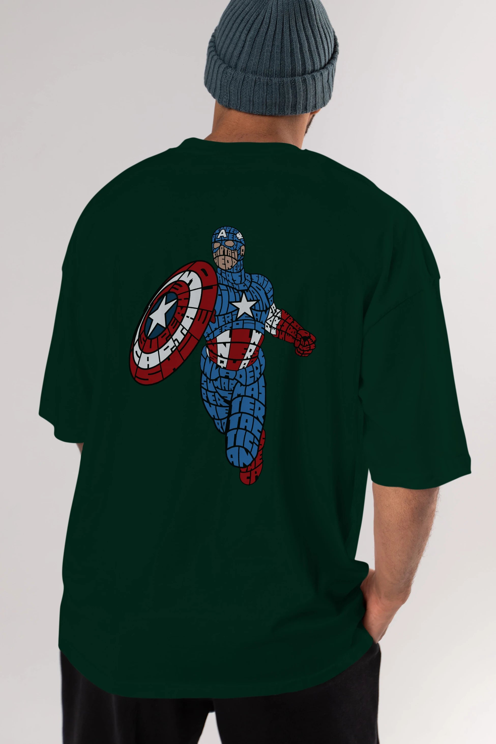 Star and Stripes Hero Arka Baskılı Oversize t-shirt %100 pamuk Erkek Kadın Unisex