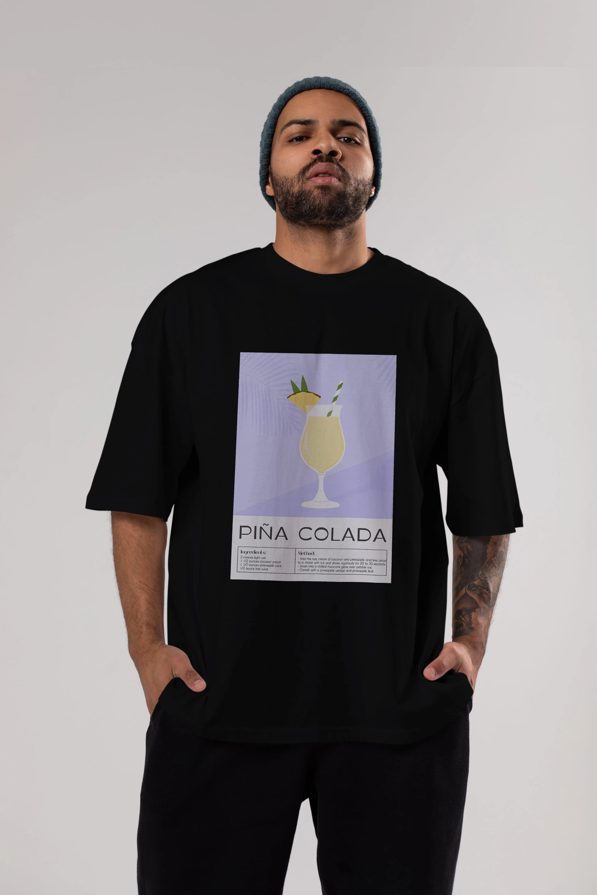 PIna Colada 6 Ön Baskılı Oversize t-shirt Erkek Kadın Unisex %100 Pamuk Bisiklet Yaka tişort