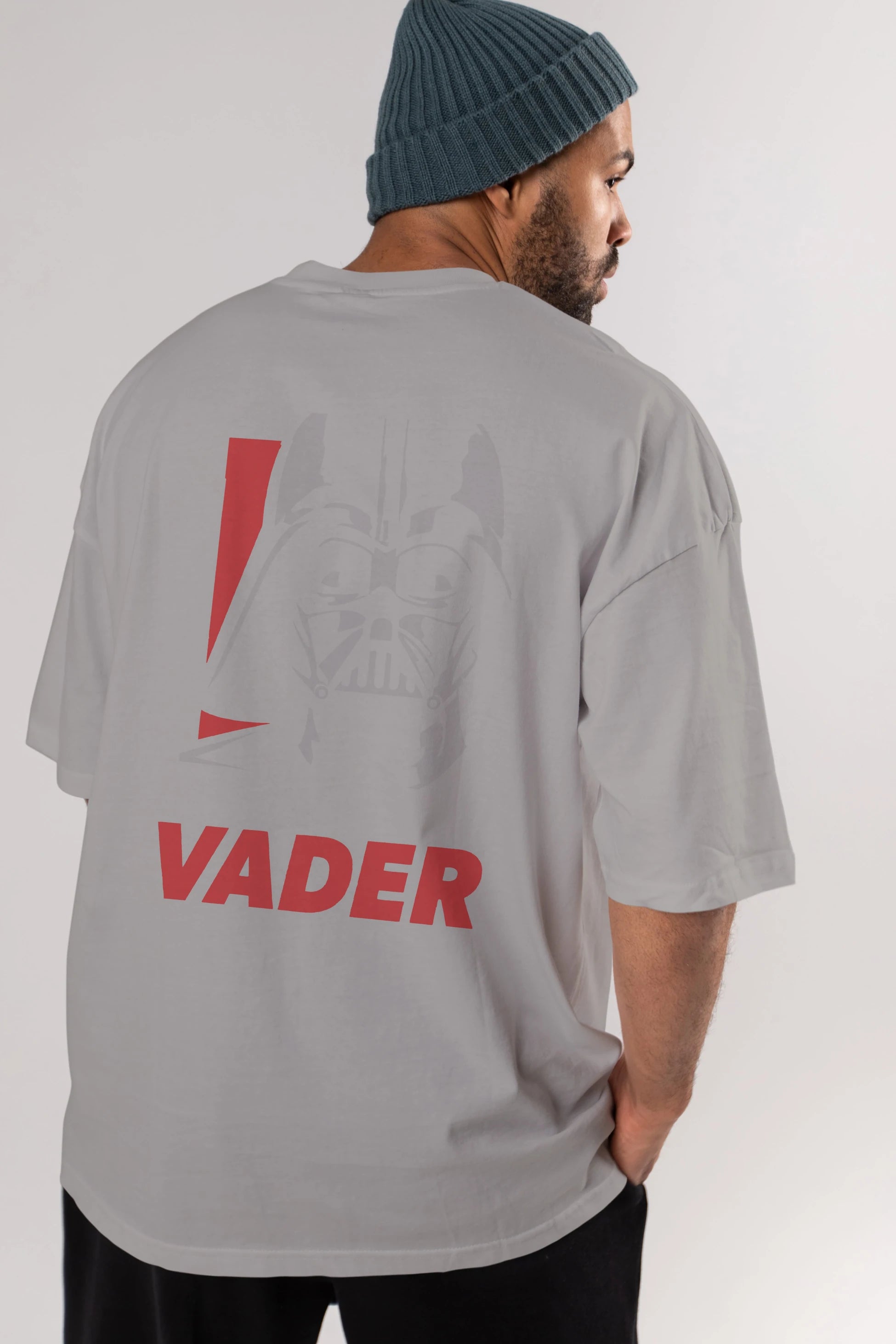 Darth Vader Arka Baskılı Oversize t-shirt Erkek Kadın Unisex %100 Pamuk Bisiklet Yaka tişort