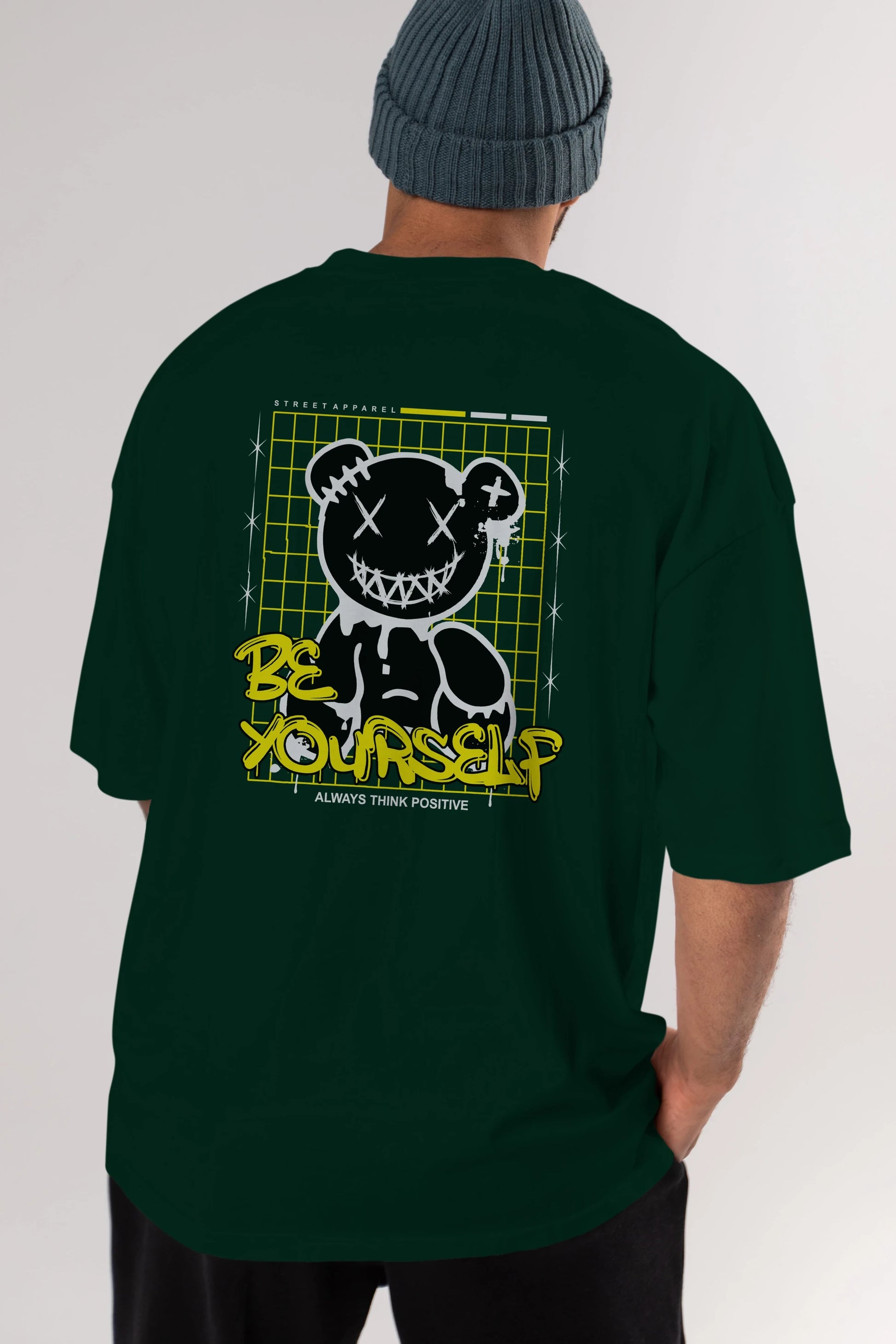 Teddy Bear Be Yourself Arka Baskılı Oversize t-shirt Erkek Kadın Unisex