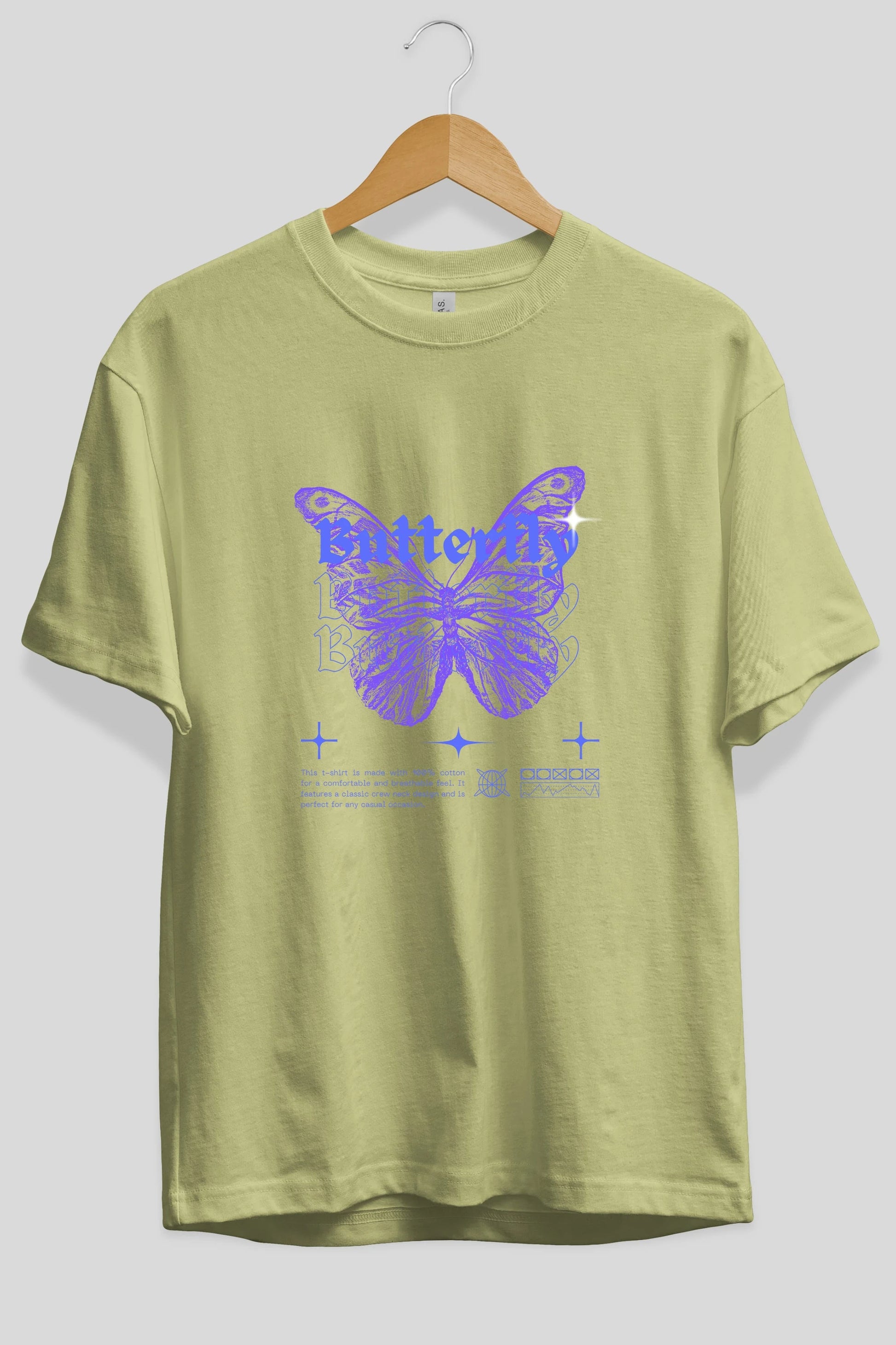 Butterfly Streetwear Ön Baskılı Oversize t-shirt Erkek Kadın Unisex
