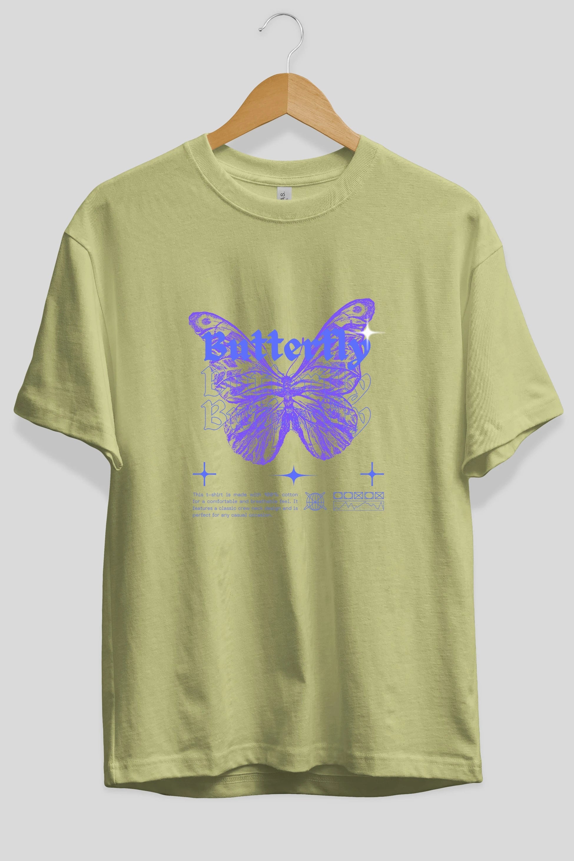 Butterfly Streetwear Ön Baskılı Oversize t-shirt Erkek Kadın Unisex