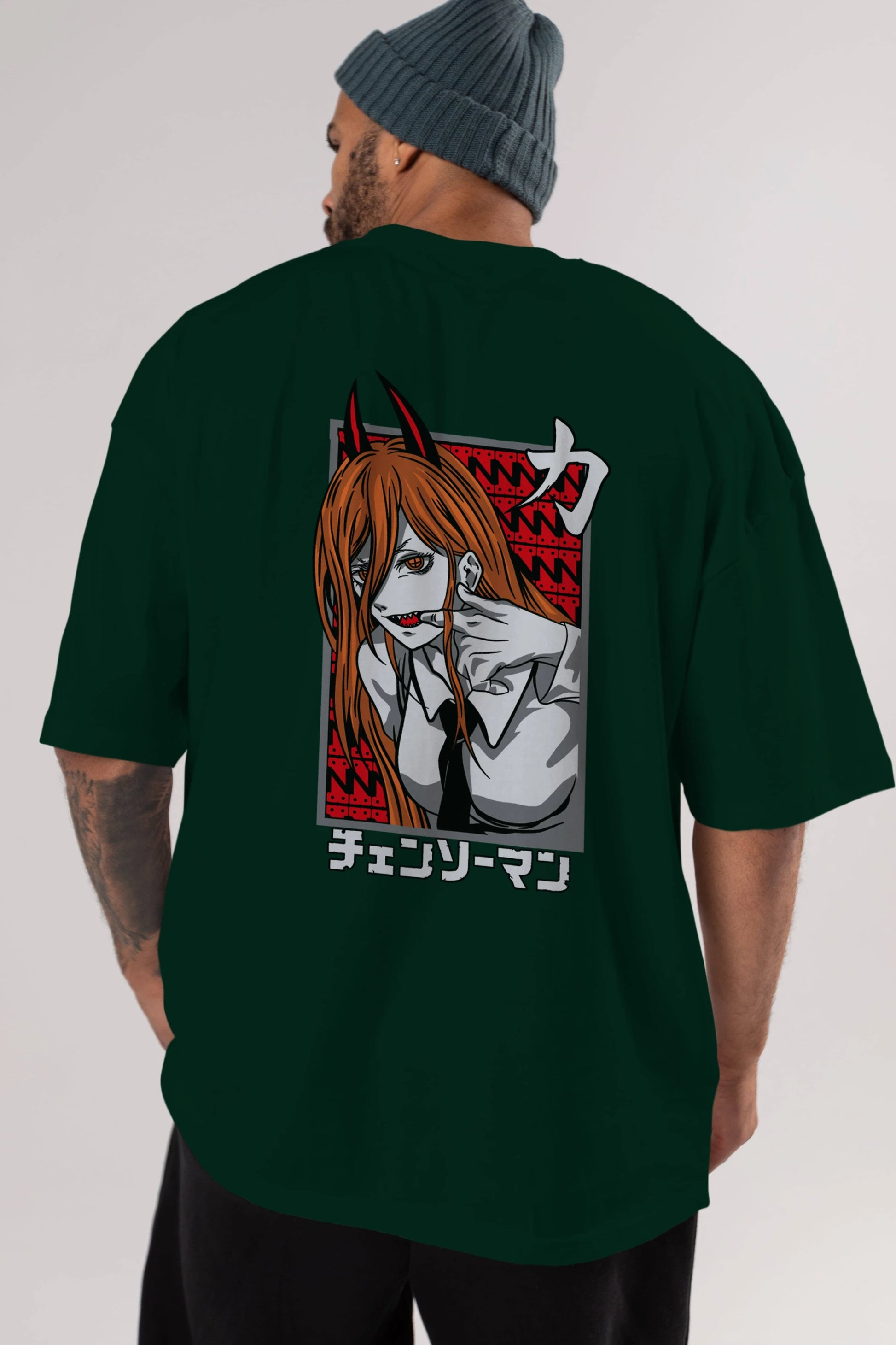 CHAINSAWMAN POWER Anime Arka Baskılı Oversize t-shirt Erkek Kadın Unisex
