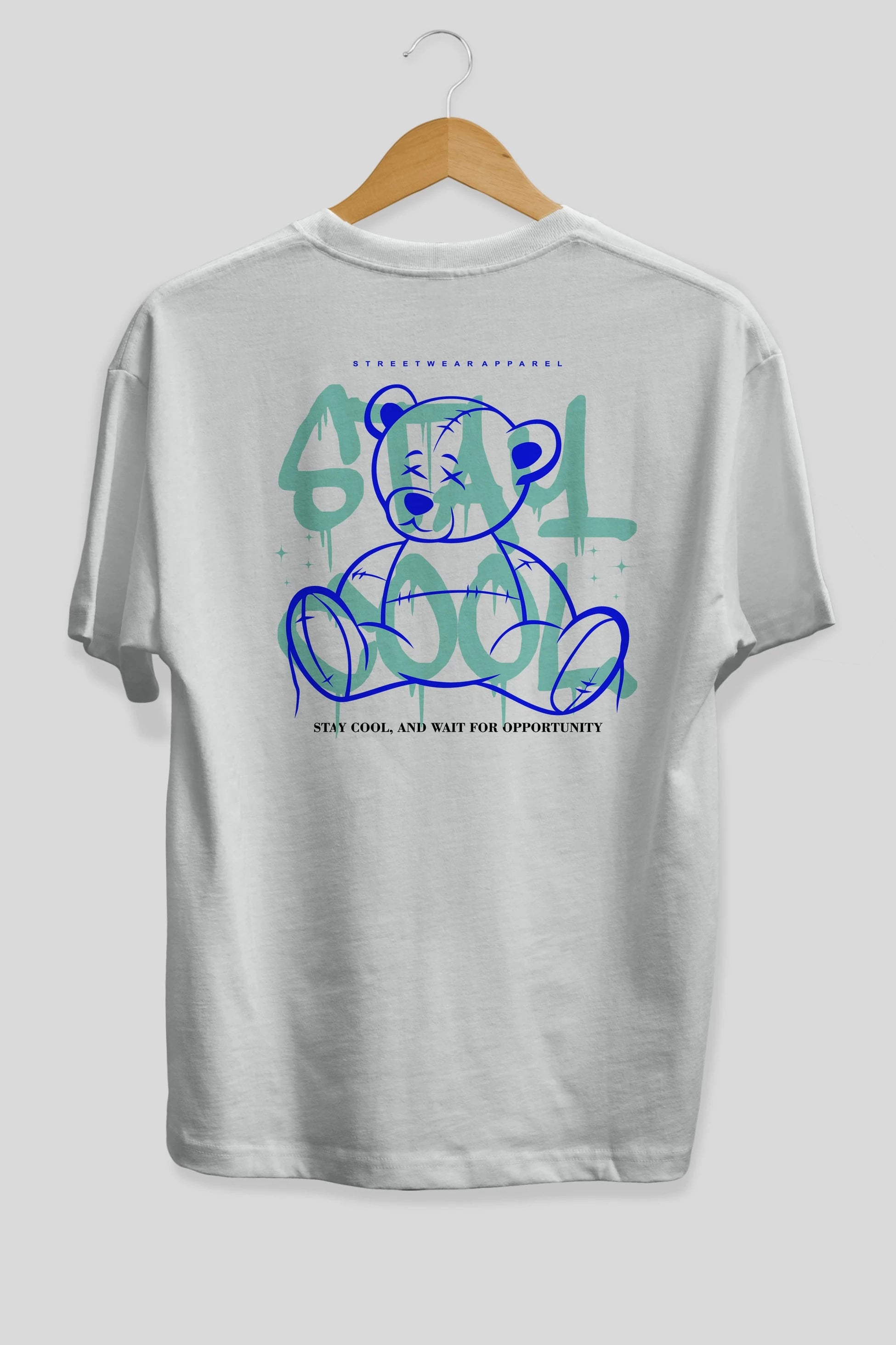 Teddy Bear Stay Cool 2 Arka Baskılı Oversize t-shirt Erkek Kadın Unisex