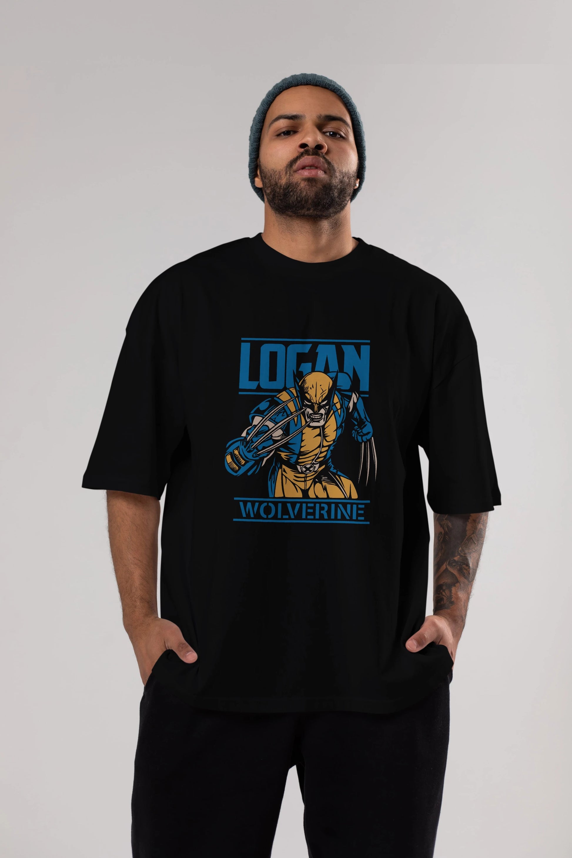 Wolverine Logan Ön Baskılı Oversize t-shirt Erkek Kadın Unisex %100 Pamuk Bisiklet Yaka tişort