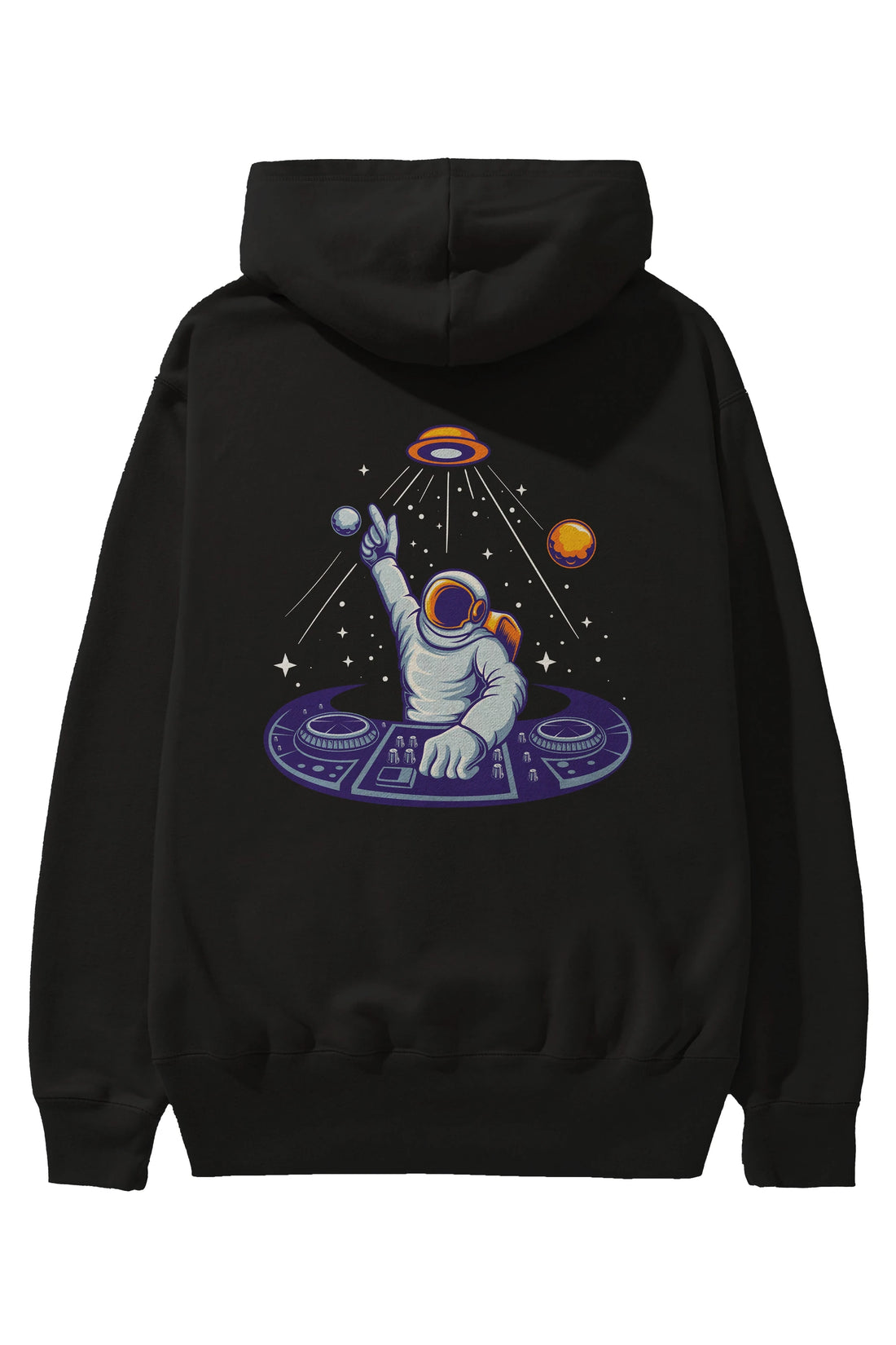 Astronaut Disk Jockey Party Arka Baskılı Hoodie Oversize Kapüşonlu Sweatshirt Erkek Kadın Unisex