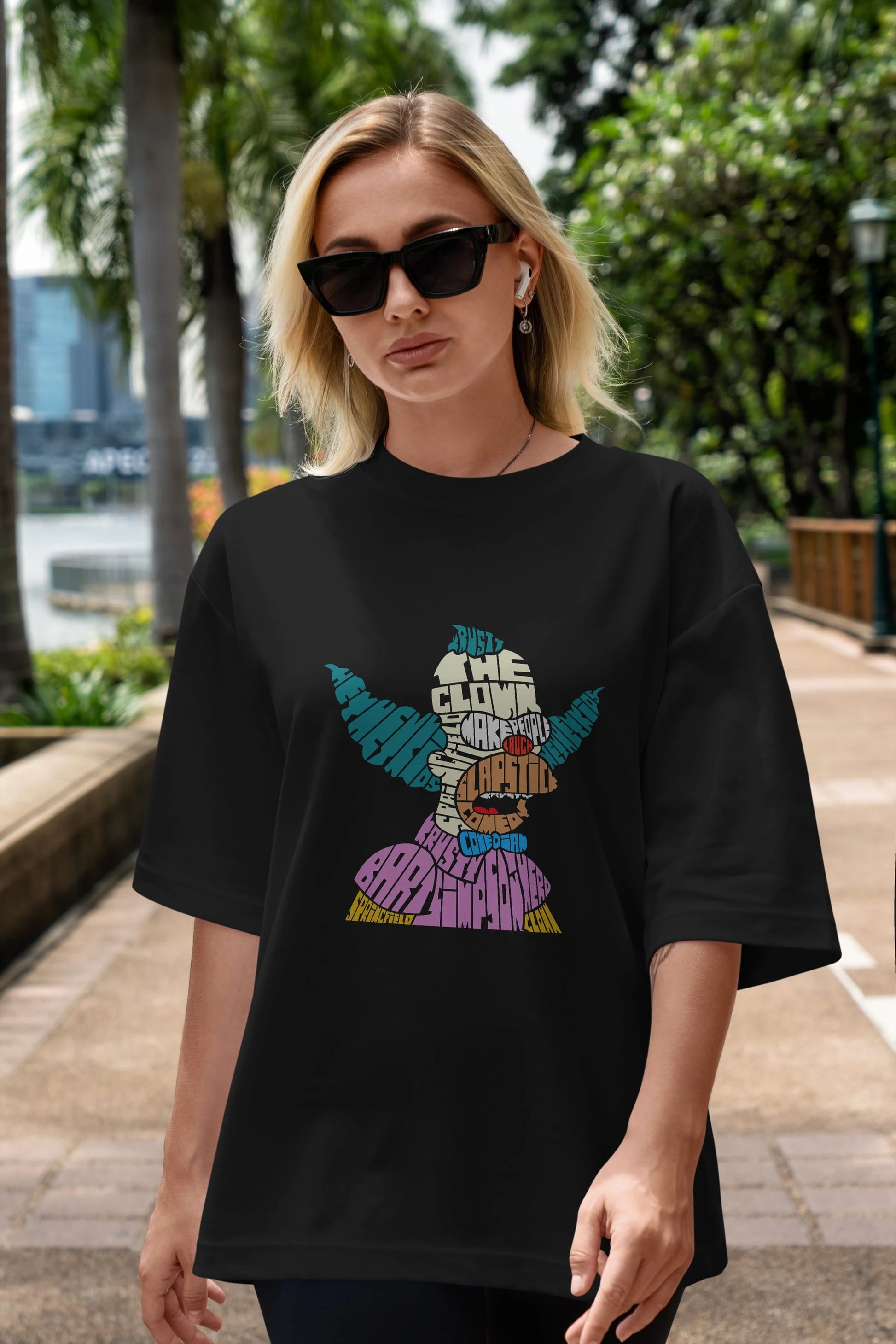 Krusty Clown Ön Baskılı Oversize t-shirt %100 pamuk Erkek Kadın Unisex