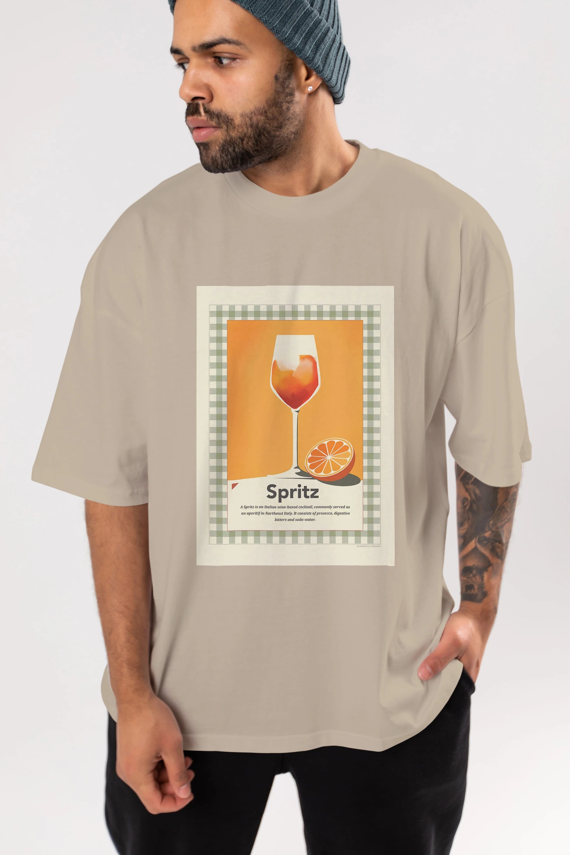 Aperol Spritz 5 Ön Baskılı Oversize t-shirt Erkek Kadın Unisex %100 Pamuk Bisiklet Yaka tişort