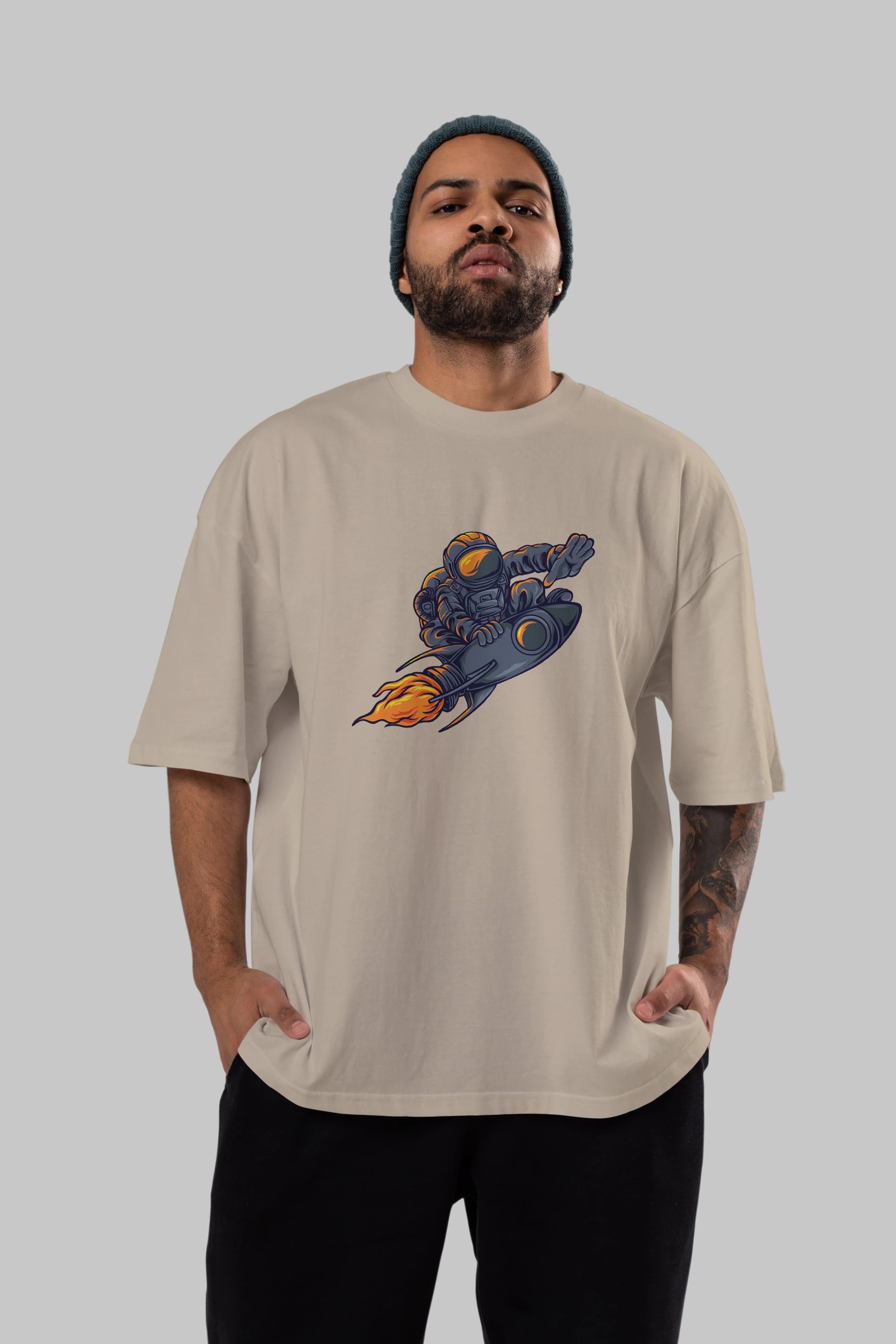 Astrocket Illustration Tshirt Ön Baskılı Oversize t-shirt Erkek Kadın Unisex