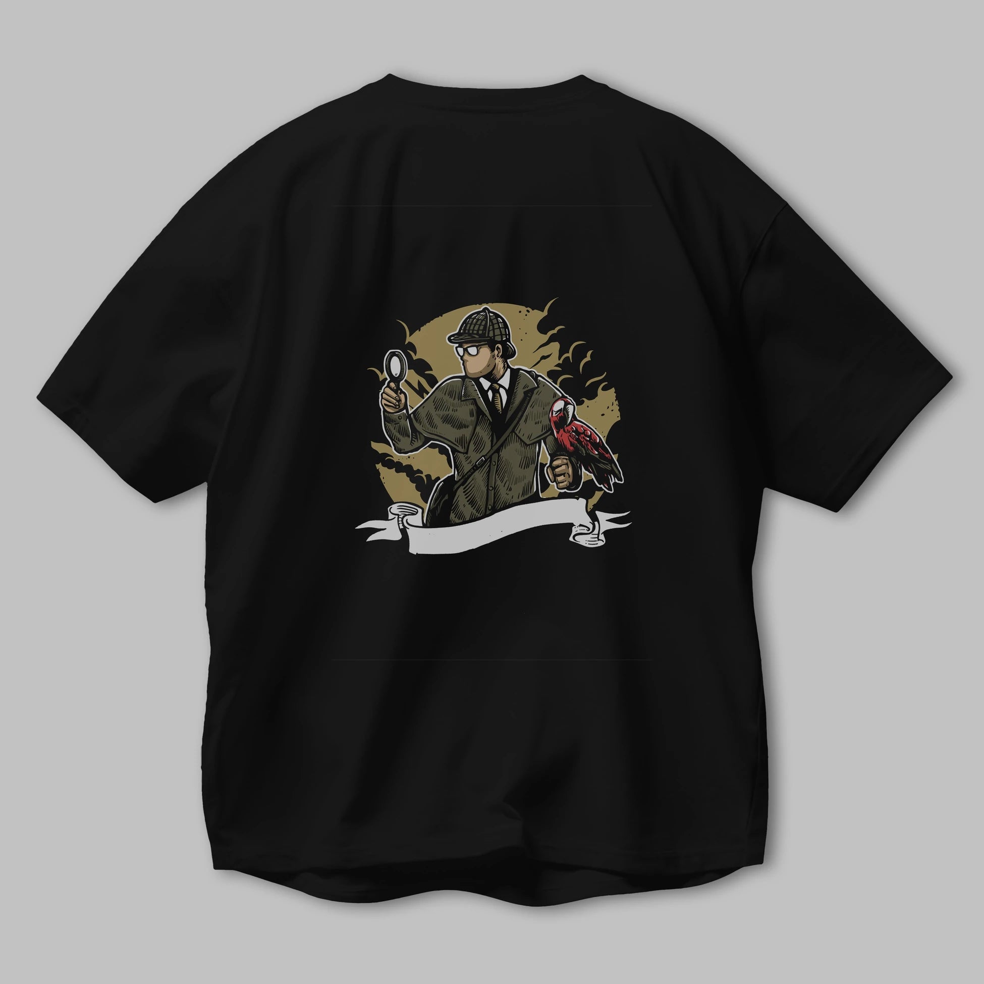 Sherlock Holmes Arka Baskılı Oversize t-shirt Erkek Kadın Unisex %100 Pamuk