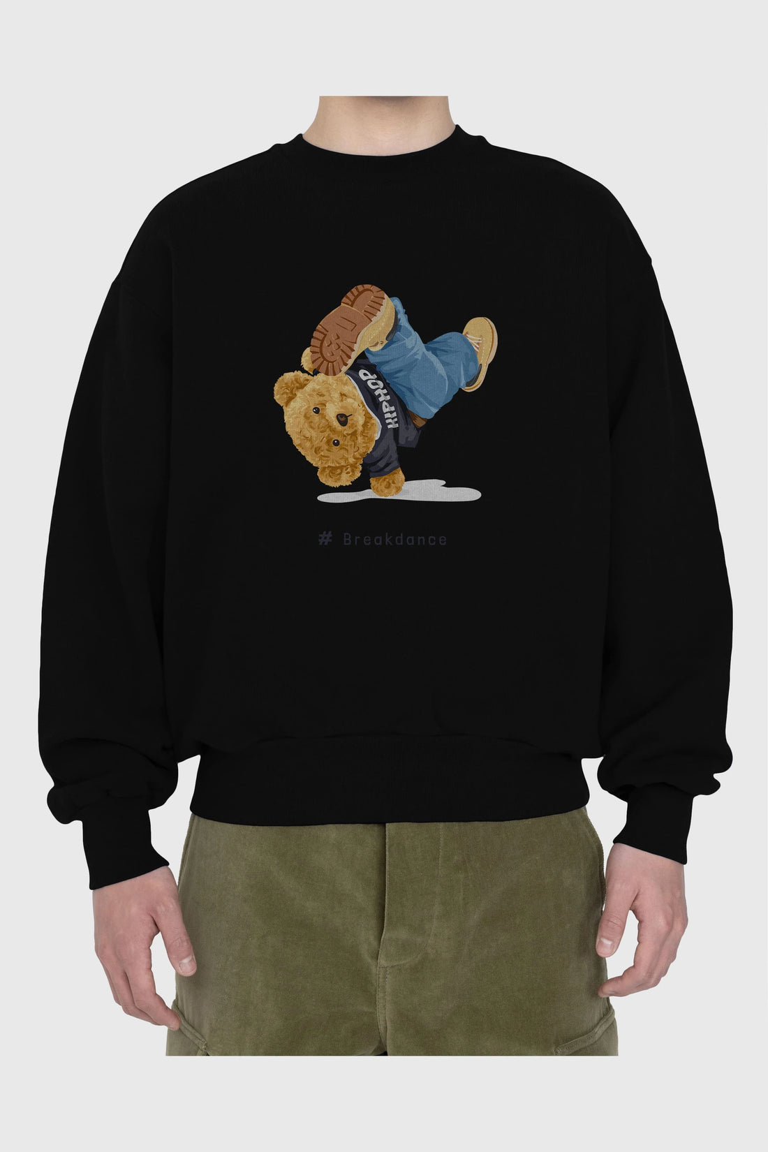 Teddy Bear Breakdance Ön Baskılı Oversize Sweatshirt Erkek Kadın Unisex