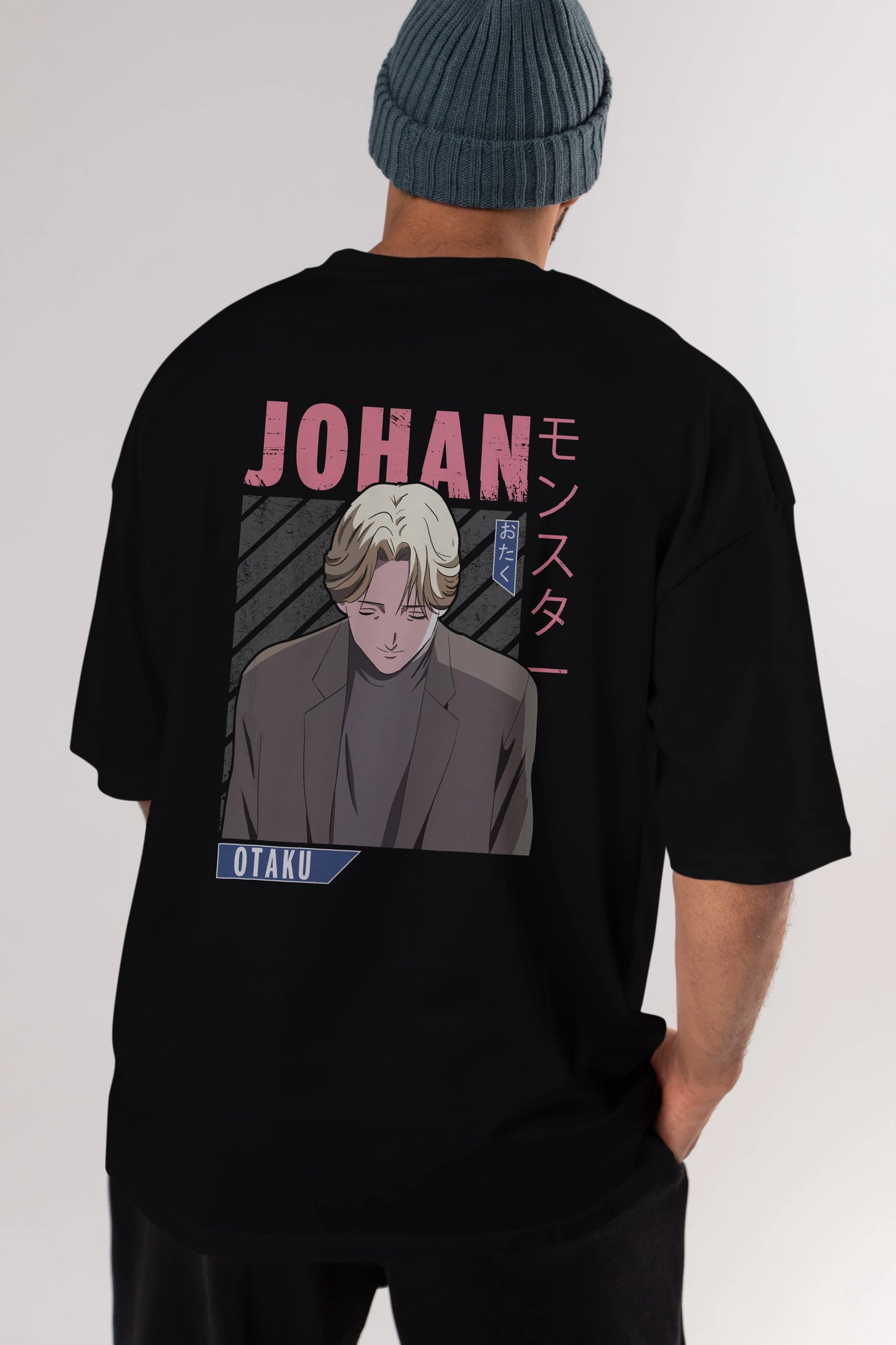 Johan Liebert MONSTER Anime Arka Baskılı Oversize t-shirt Erkek Kadın Unisex