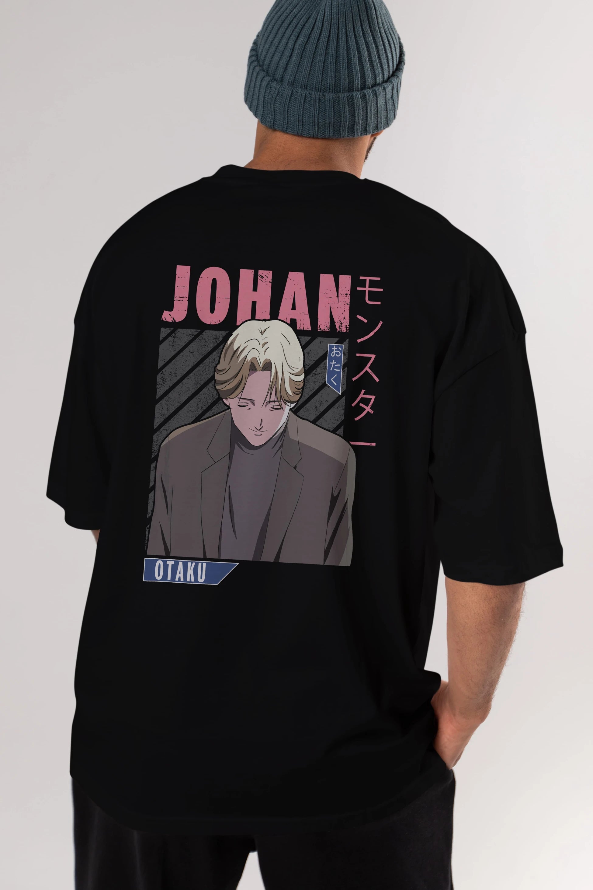 Johan Liebert MONSTER Anime Arka Baskılı Oversize t-shirt Erkek Kadın Unisex