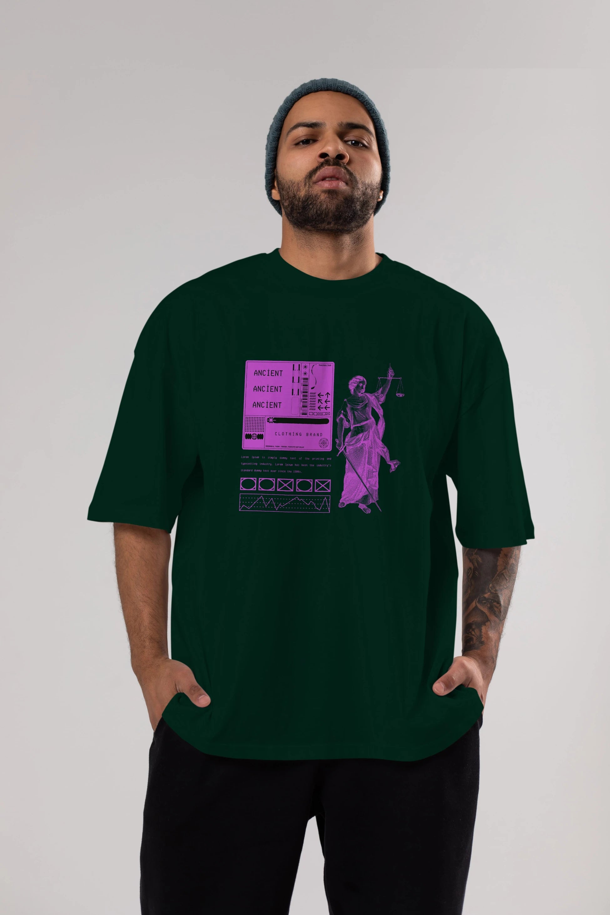 Ancient Streetwear Ön Baskılı Oversize t-shirt Erkek Kadın Unisex