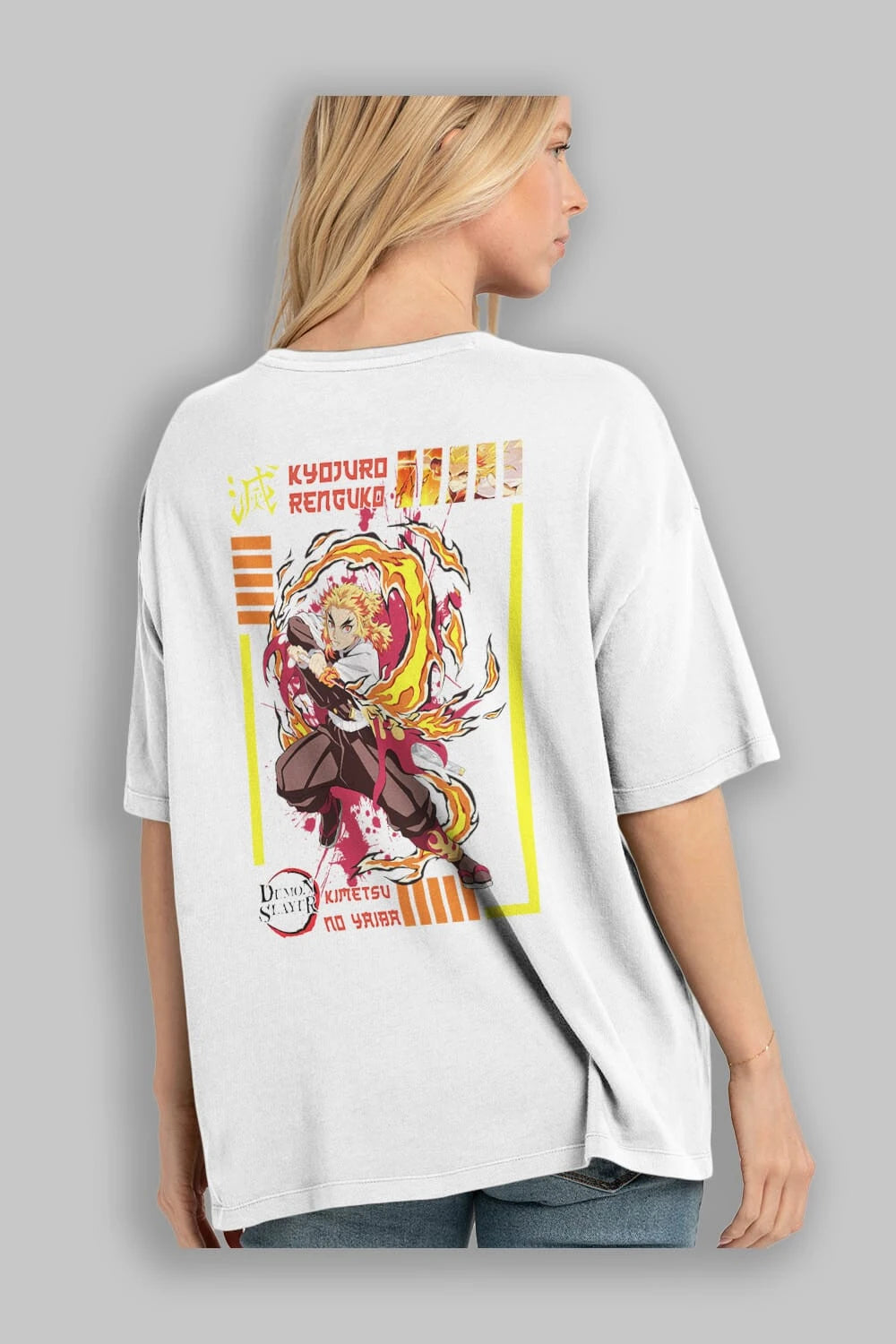KYOJURO RENGOKU Anime Arka Baskılı Oversize t-shirt Erkek Kadın Unisex