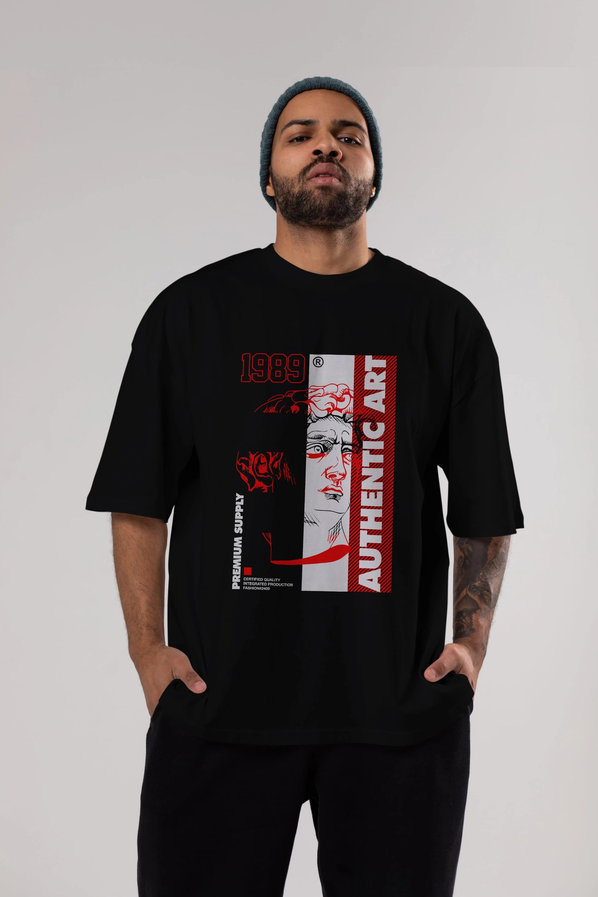 Authentic Art Ön Baskılı Oversize t-shirt Erkek Kadın Unisex