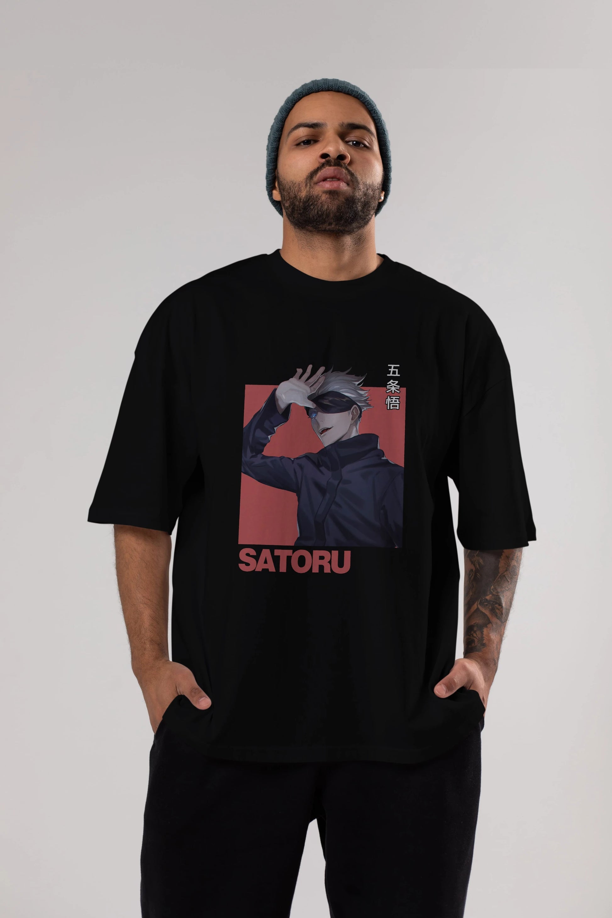 SATORU GOJO 2 Anime Ön Baskılı Oversize t-shirt %100 pamuk Erkek Kadın Unisex