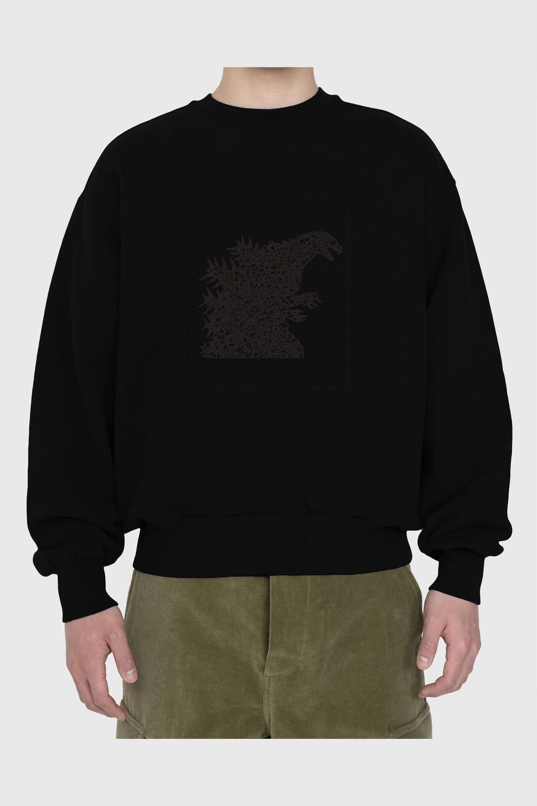 Godzilla Ön Baskılı Oversize Sweatshirt Erkek Kadın Unisex