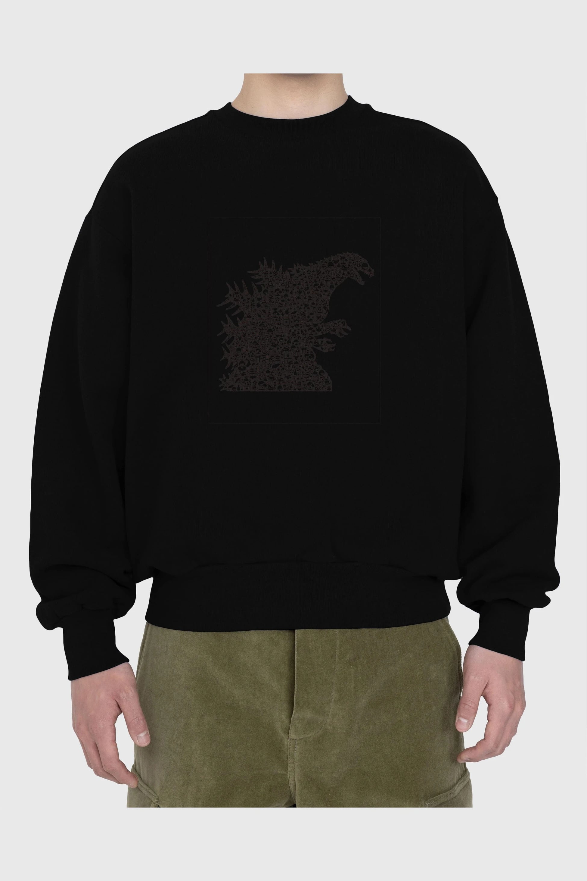 Godzilla Ön Baskılı Oversize Sweatshirt Erkek Kadın Unisex