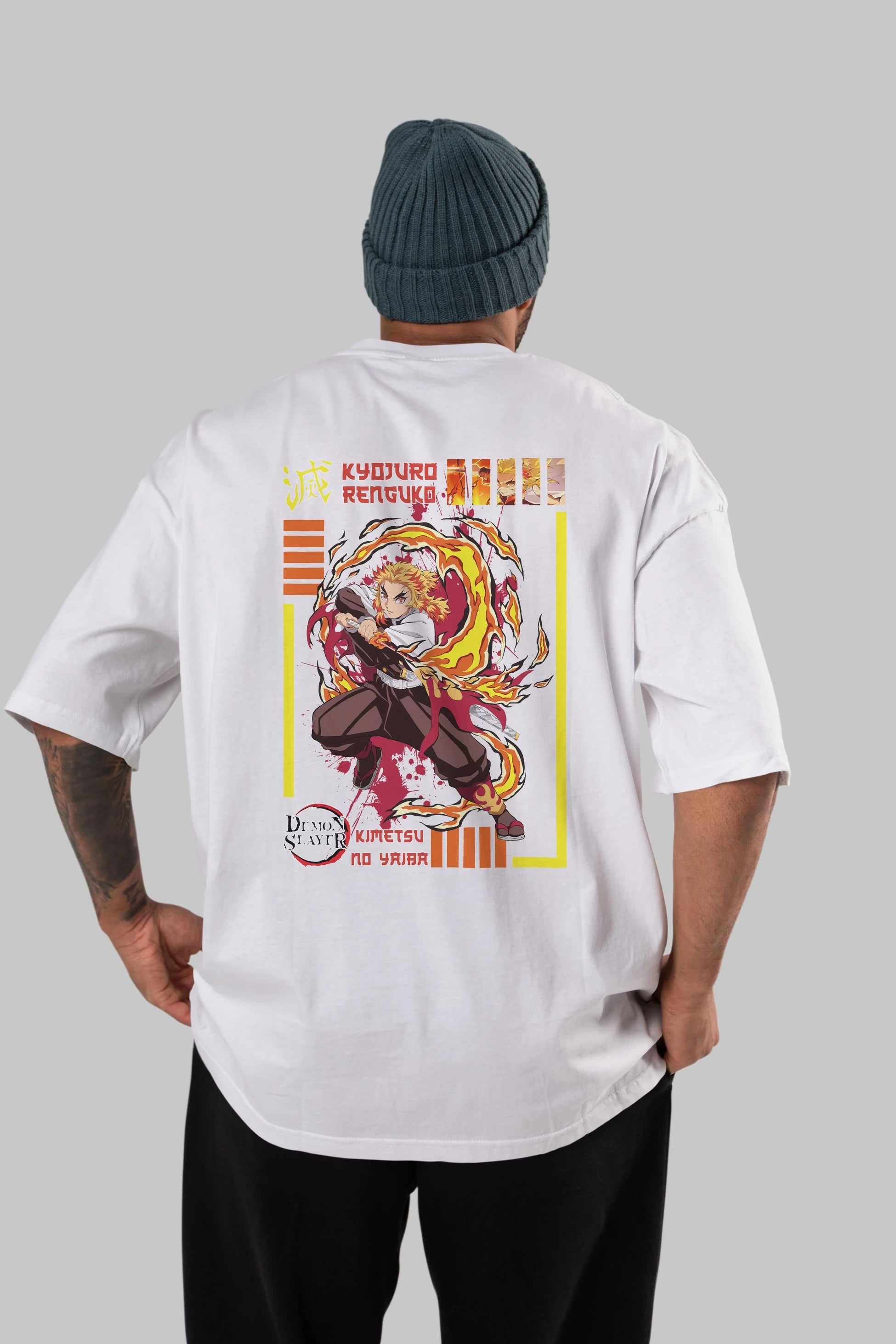 KYOJURO RENGOKU Anime Arka Baskılı Oversize t-shirt Erkek Kadın Unisex
