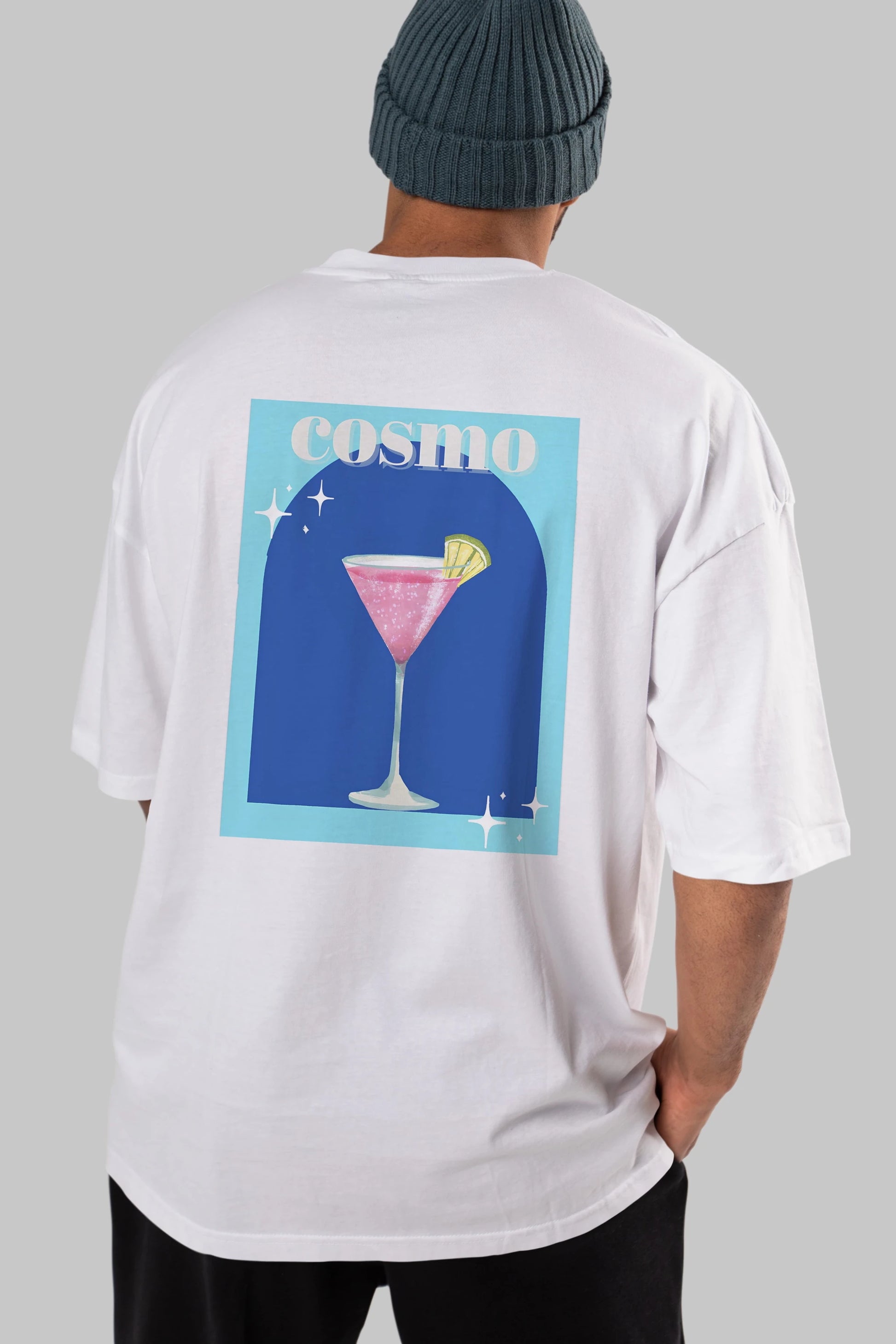 Cosmopolitan 2 Arka Baskılı Oversize t-shirt Erkek Kadın Unisex %100 Pamuk Bisiklet Yaka tişort
