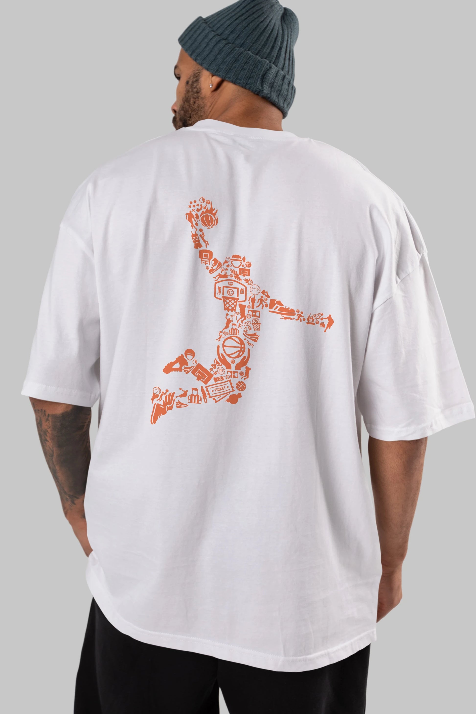 Basketball Player Arka Baskılı Oversize t-shirt %100 pamuk Erkek Kadın Unisex