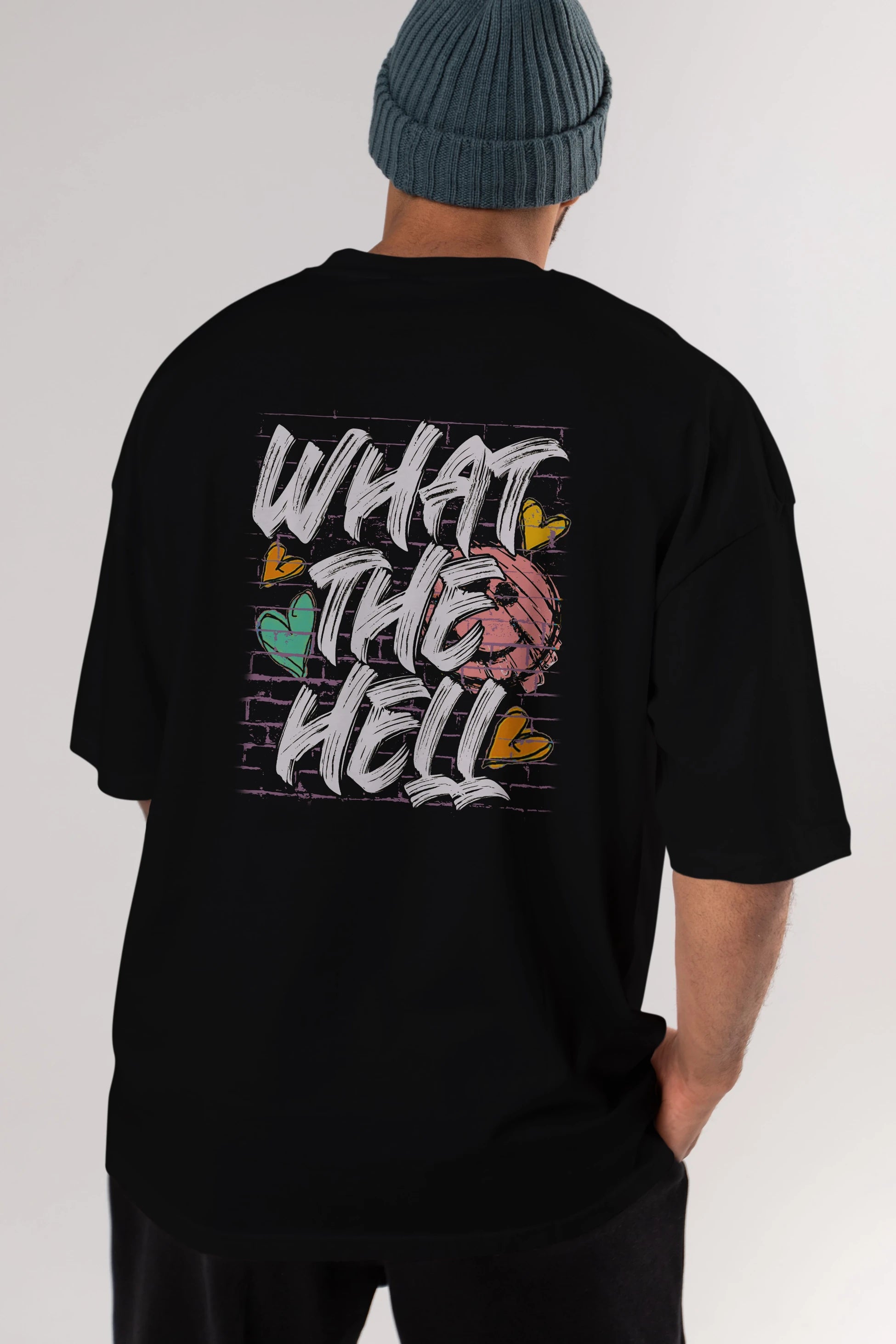 What The Hell Arka Baskılı Oversize t-shirt Erkek Kadın Unisex