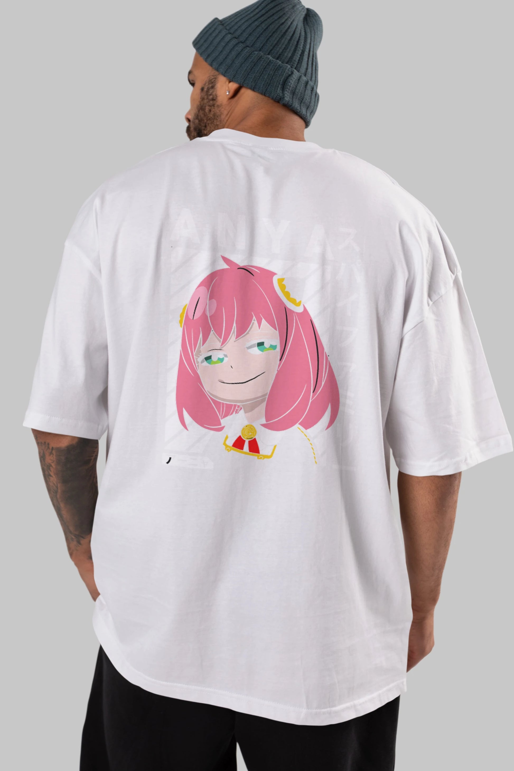 Anya SPYX FAMILY Anime Arka Baskılı Oversize t-shirt Erkek Kadın Unisex