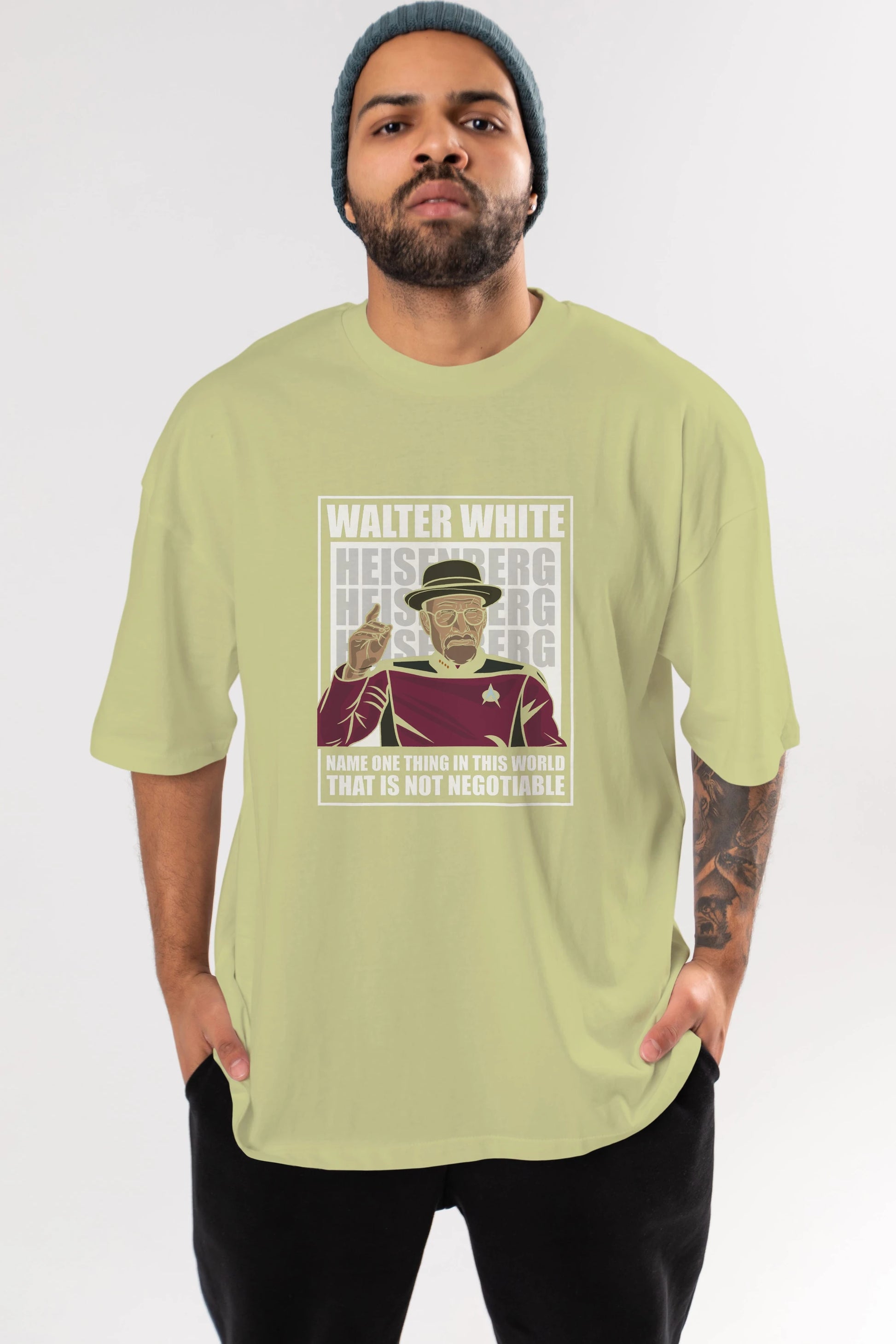 Captain Pixard Heisenberg Ön Baskılı Oversize t-shirt Erkek Kadın Unisex %100 Pamuk tişort