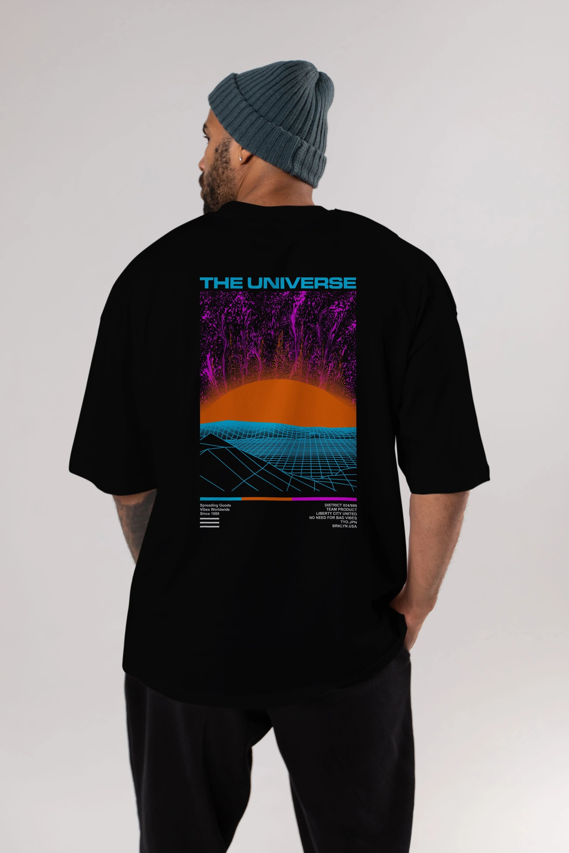 The Universe Arka Baskılı Oversize t-shirt Erkek Kadın Unisex