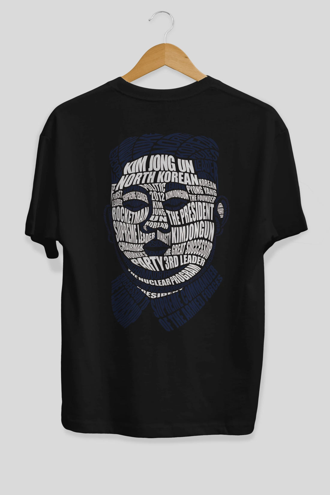 Kim Jong Un Calligram Arka Baskılı Oversize t-shirt %100 pamuk Erkek Kadın Unisex