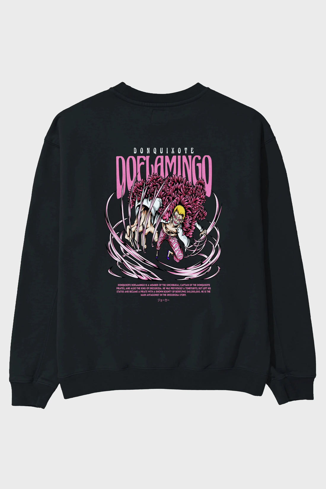 Doflamingo Anime Arka Baskılı Oversize Sweatshirt Erkek Kadın Unisex