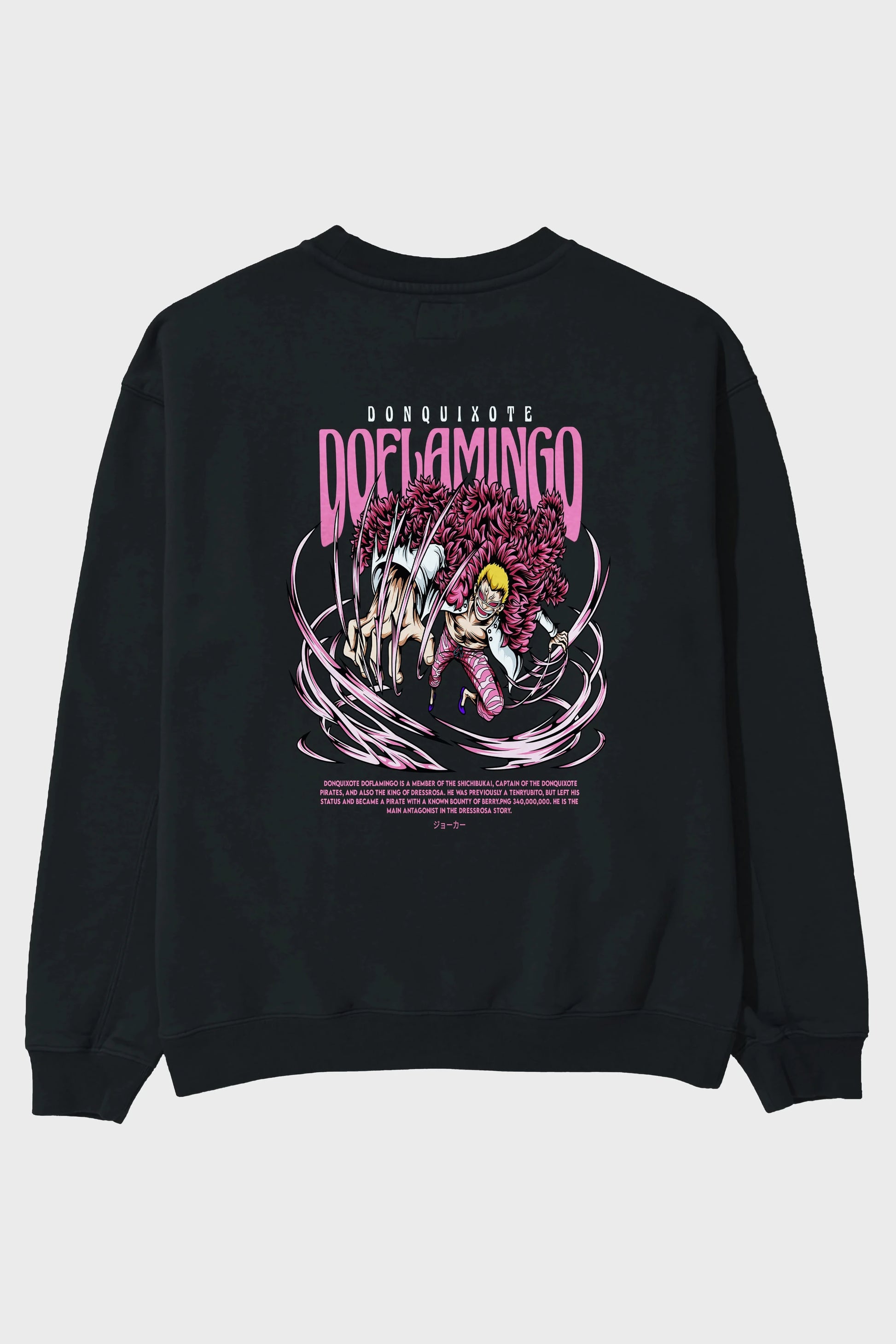 Doflamingo Anime Arka Baskılı Oversize Sweatshirt Erkek Kadın Unisex