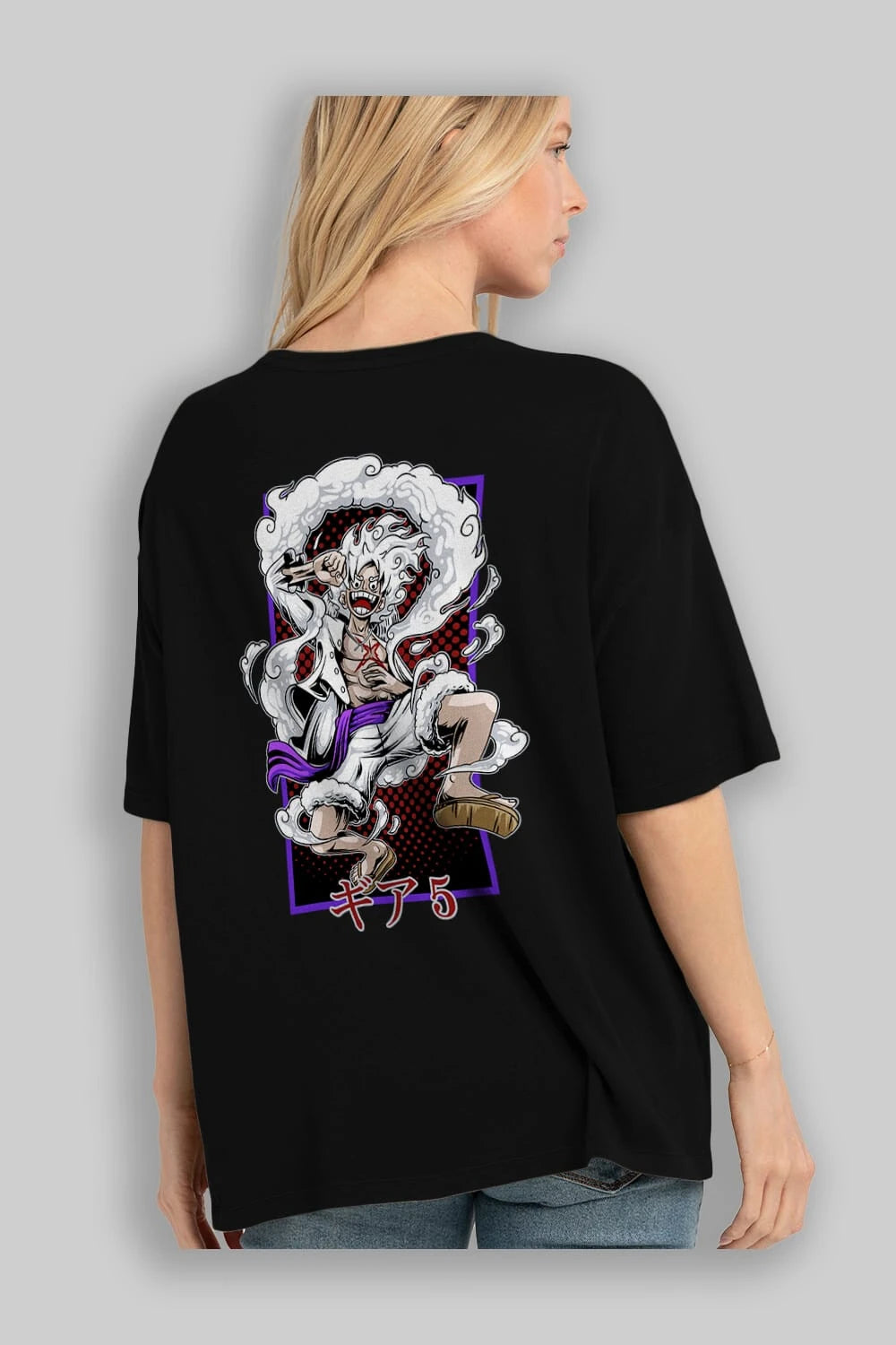 MONKEY D. LUFFY GEAR5 Anime Arka Baskılı Oversize t-shirt Erkek Kadın Unisex