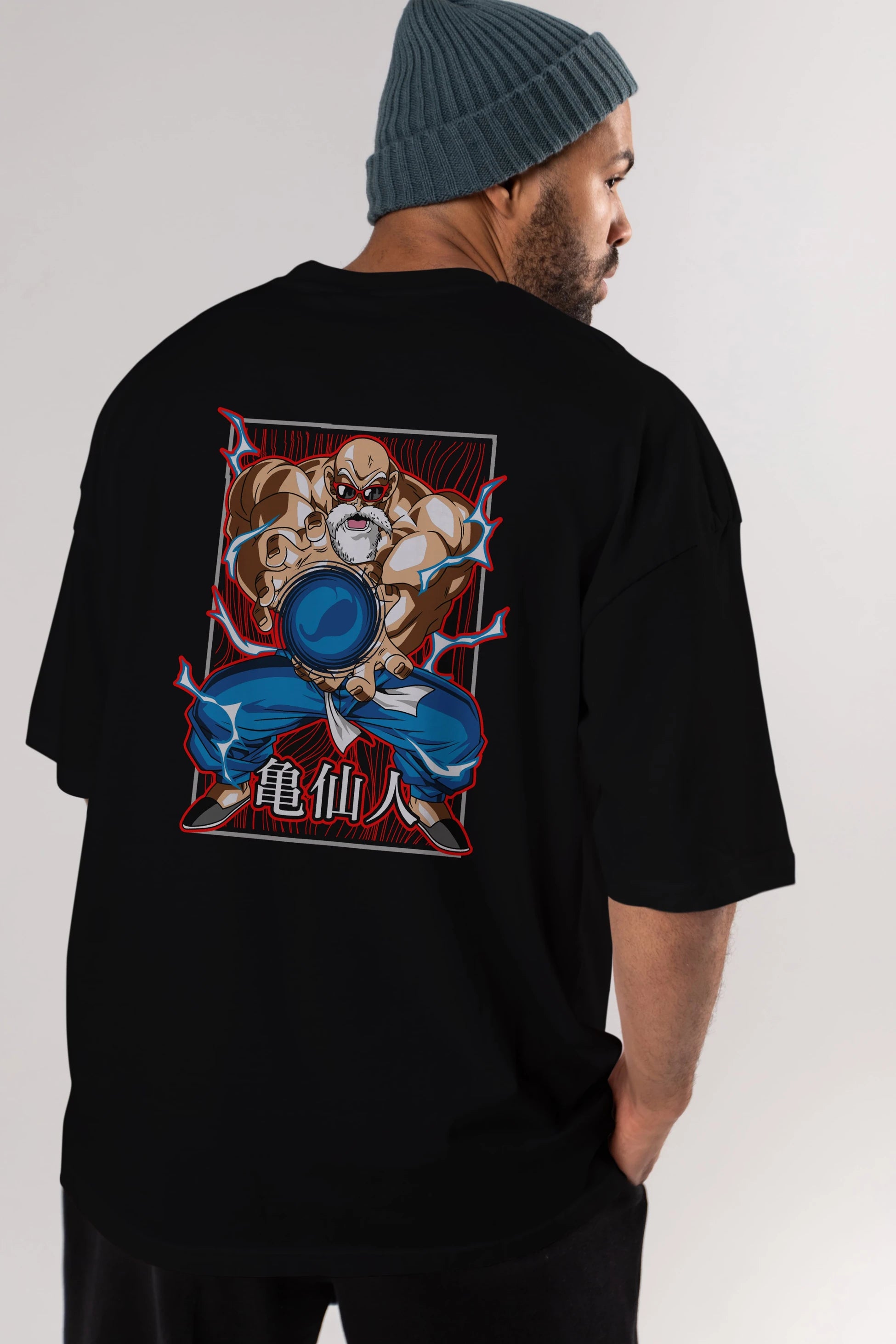 DragonBall MaestroRoshi Anime Arka Baskılı Oversize t-shirt Erkek Kadın Unisex