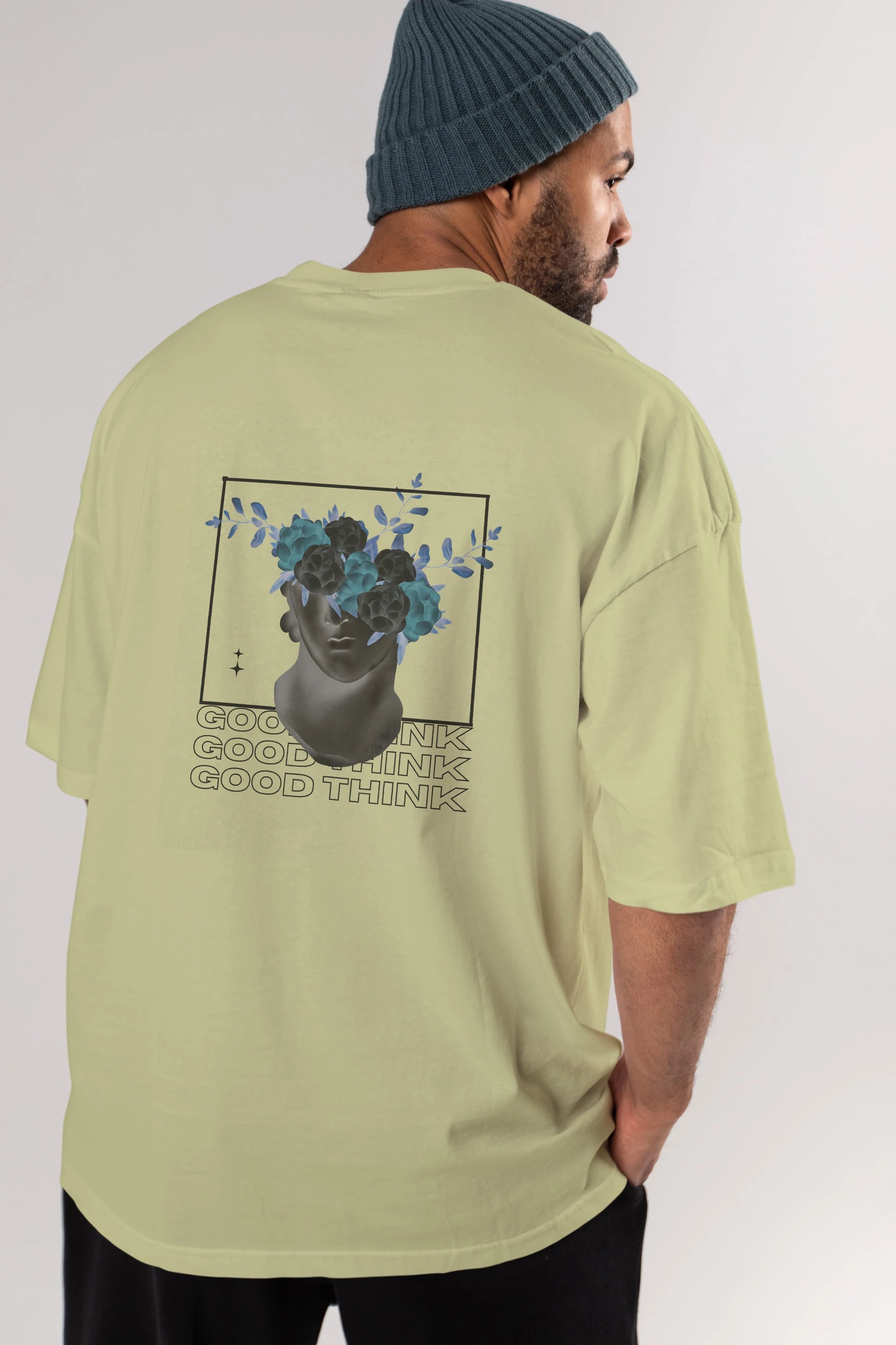 Good Think Yazılı Arka Baskılı Oversize t-shirt Erkek Kadın Unisex
