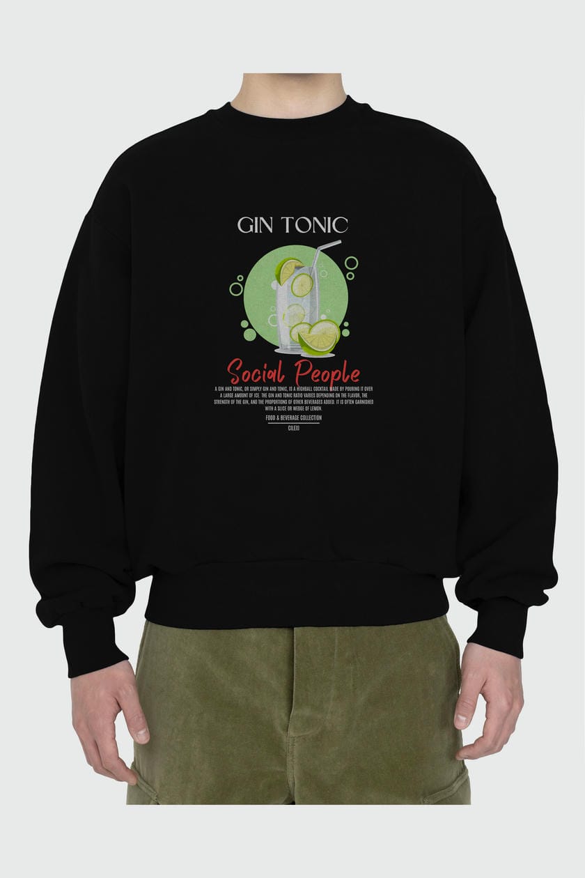 Gin Tonic ön Baskılı Oversize Sweatshirt Erkek Kadın Unisex
