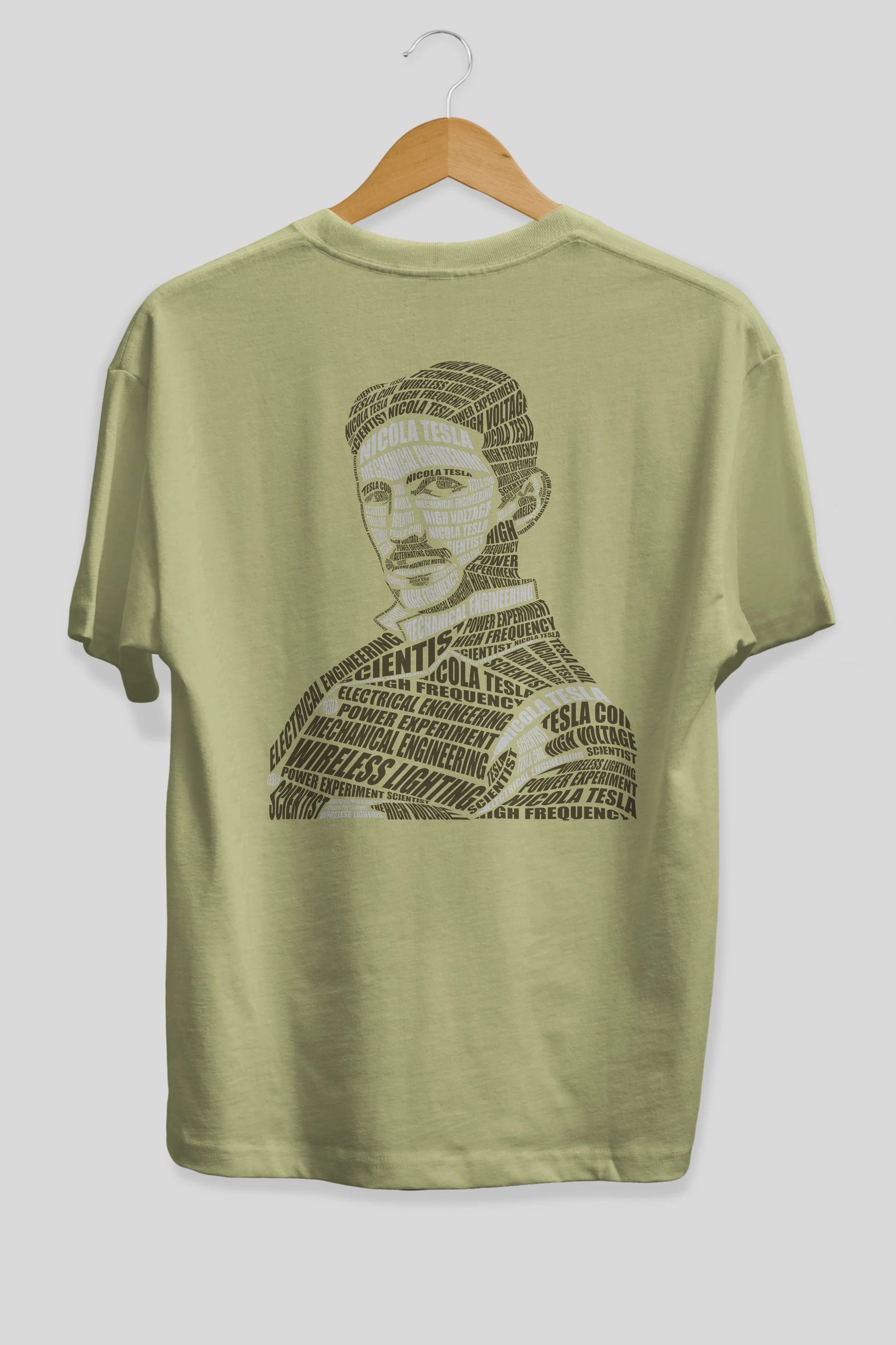 Nikola Tesla Calligram Arka Baskılı Oversize t-shirt %100 pamuk Erkek Kadın Unisex
